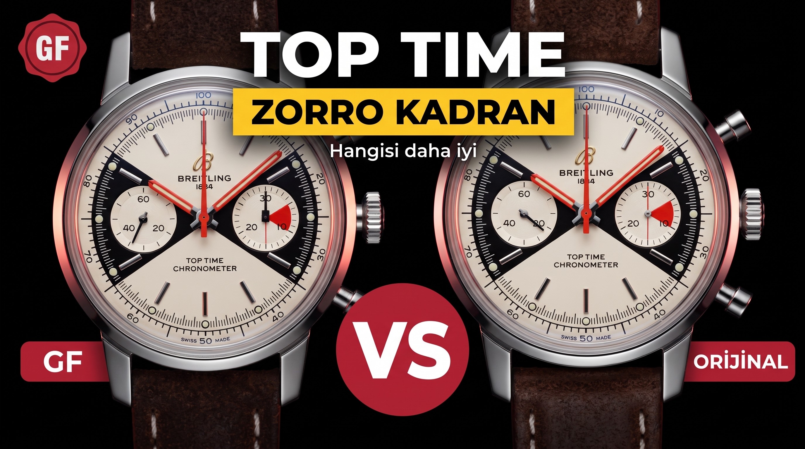 Gerçek-replika karşılaştırması: GF Factory Breitling Top Time Zorro kadranının işçiliği iyi mi?