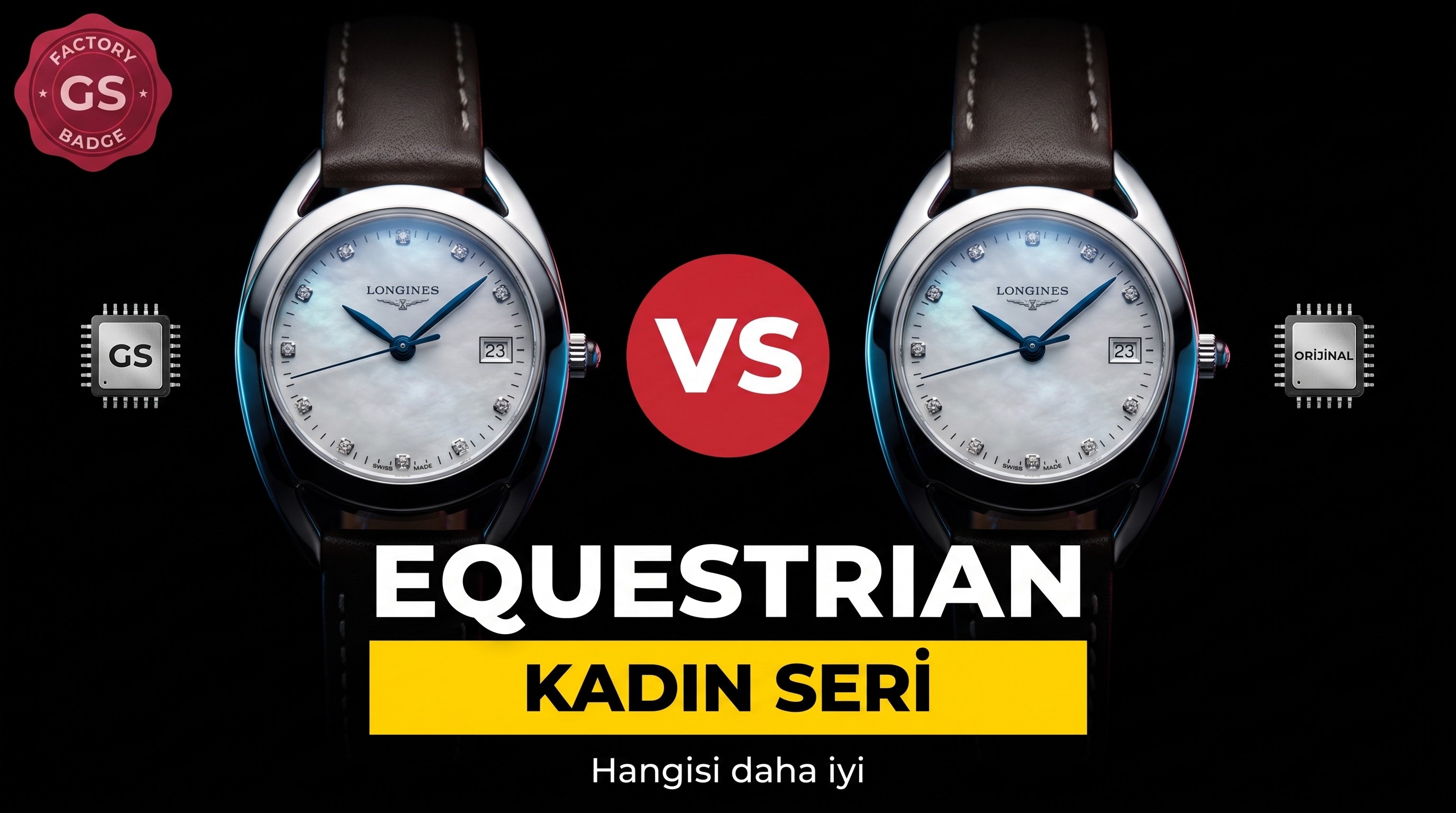 Gerçek-Replika Karşılaştırması: GS Factory Longines Equestrian Serisi Kadın Replika Saat, İsviçre Orijinal 152 Mekanizma
