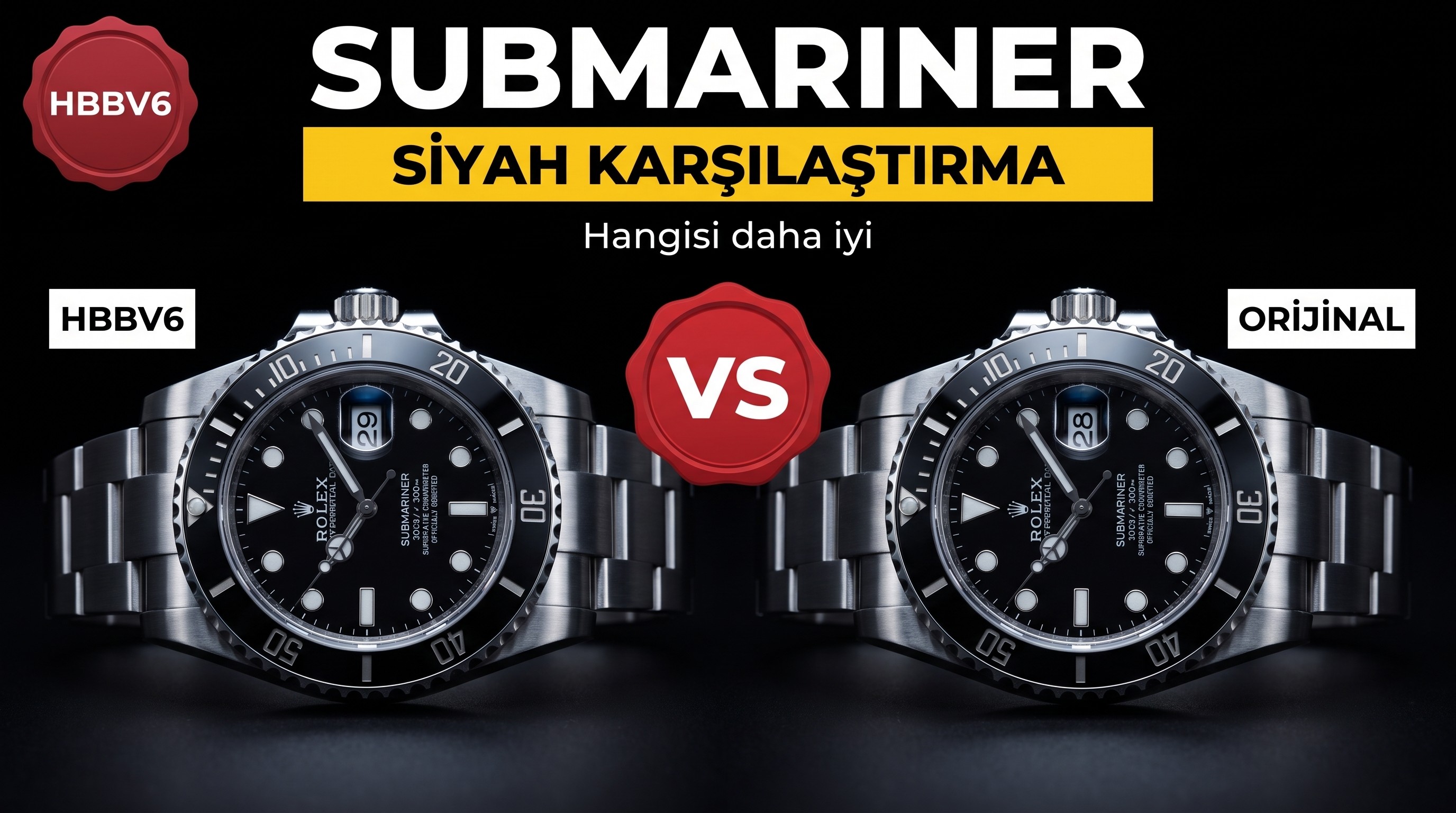 Gerçek-replika karşılaştırması: HBBV6 Factory Rolex siyah Submariner ile orijinali arasında ne fark var?