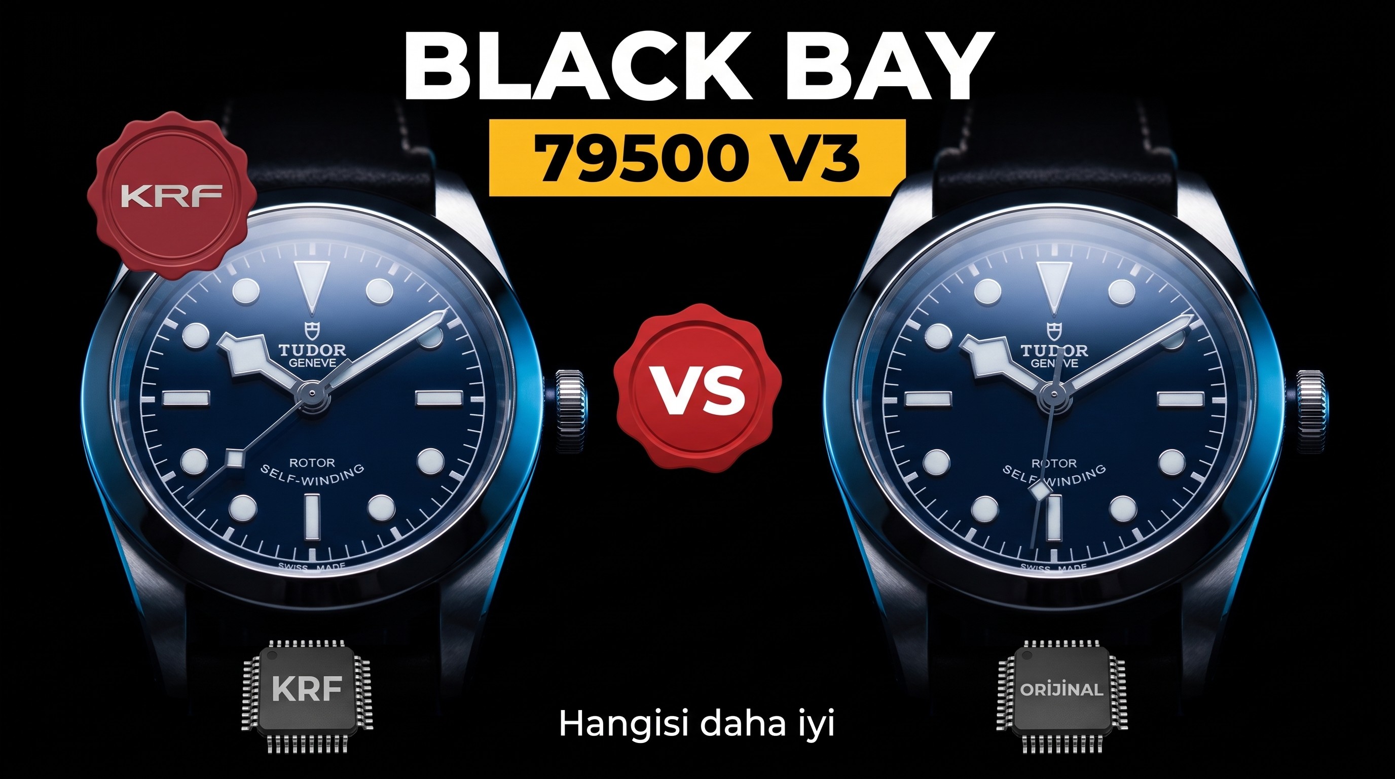 Gerçek-replika karşılaştırması: KRF Factory V3 Tudor Black Bay 79500 küçük patates güncellenmiş versiyon replika saat ile orijinalin karşılaştırması