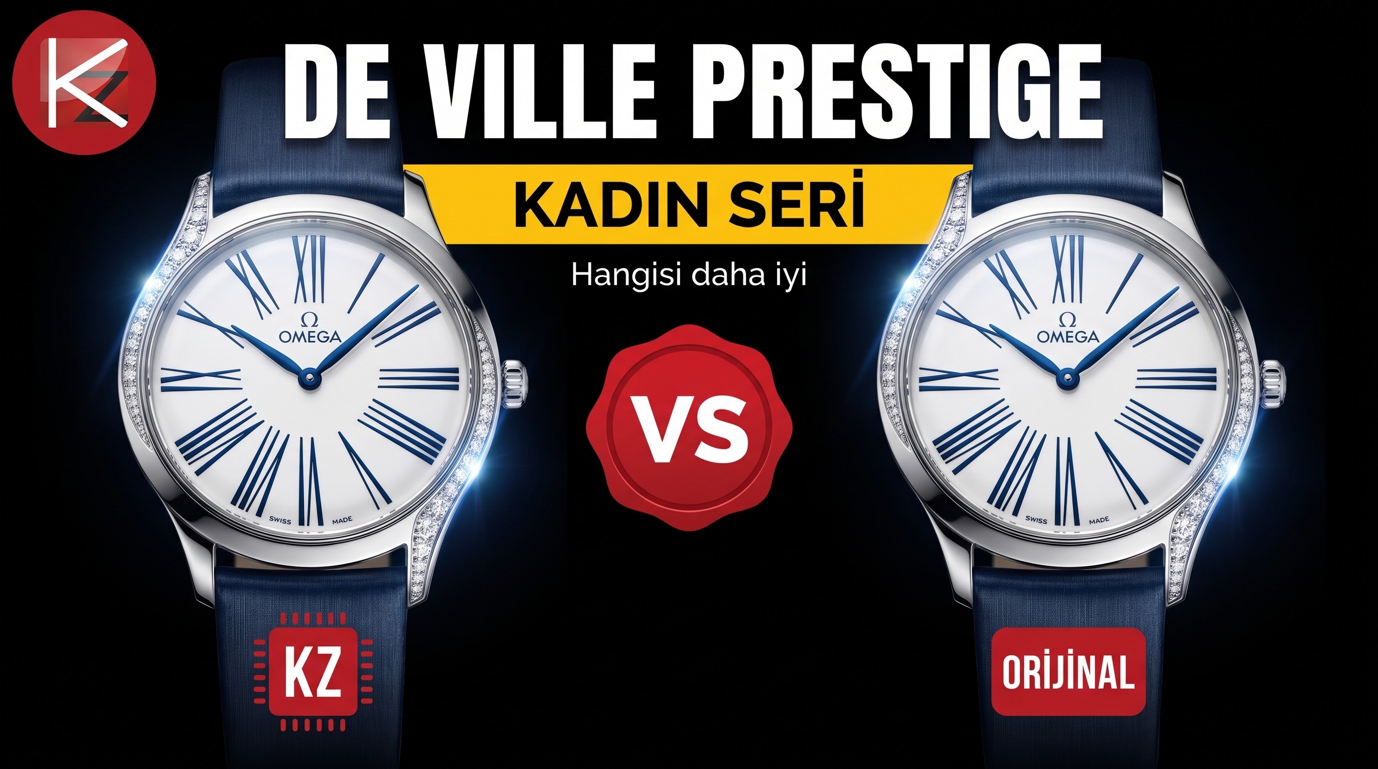 Gerçek-replika karşılaştırması: KZ Factory Omega De Ville Prestige serisi kadın kol saati - Roma rakamlı saat işaretleri, orijinal 4061 kuvars mekanizma detay incelemesi
