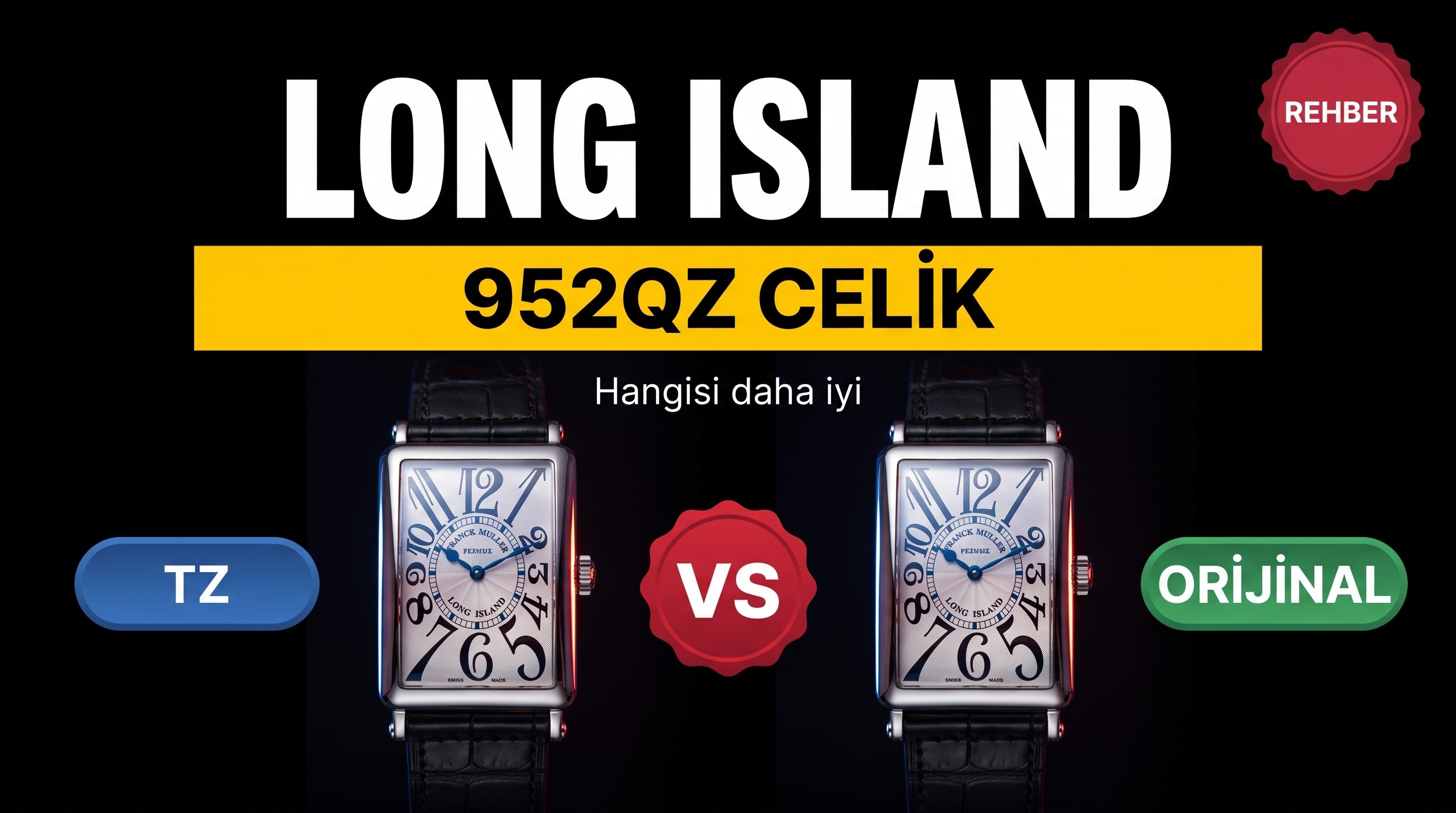 Gerçek-replika karşılaştırması: TZ Franck Muller Long Island serisi 952QZ paslanmaz çelik kadın saati