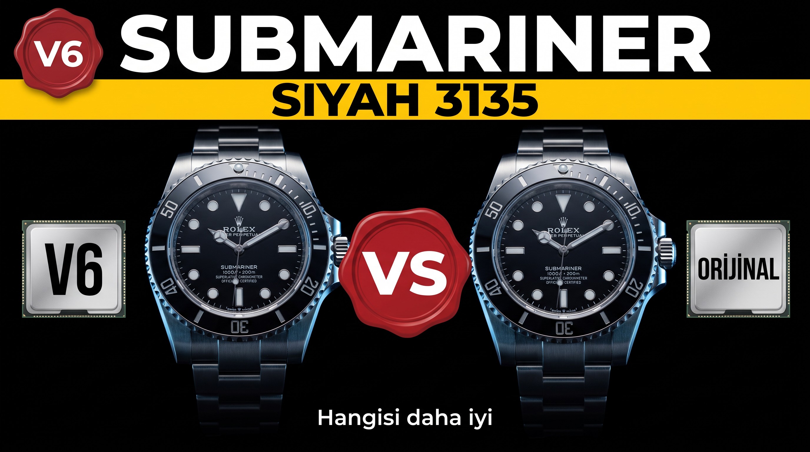 Gerçek-replika karşılaştırması: V6 Factory Rolex siyah Submariner 3135 mekanizması, orijinalle kıyaslandığında piyasa versiyonlarından hangi noktalarda daha iyi?