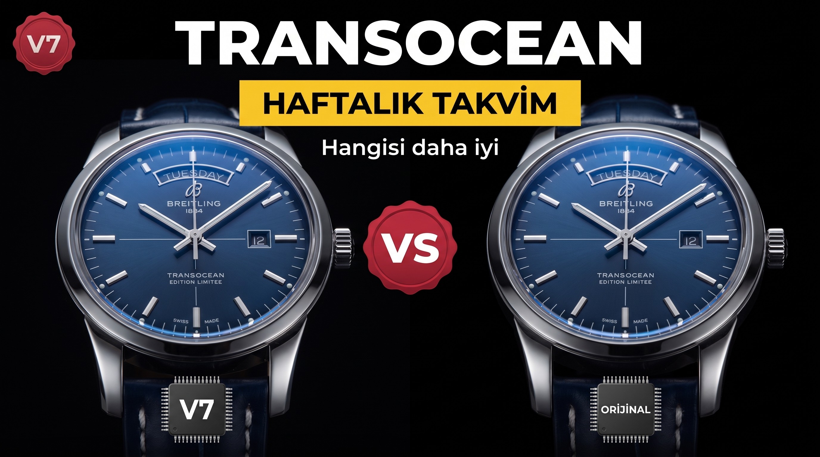 Gerçek-replika karşılaştırması: V7 Factory Breitling Transocean serisi haftalık takvimli klasik saat nasıl?