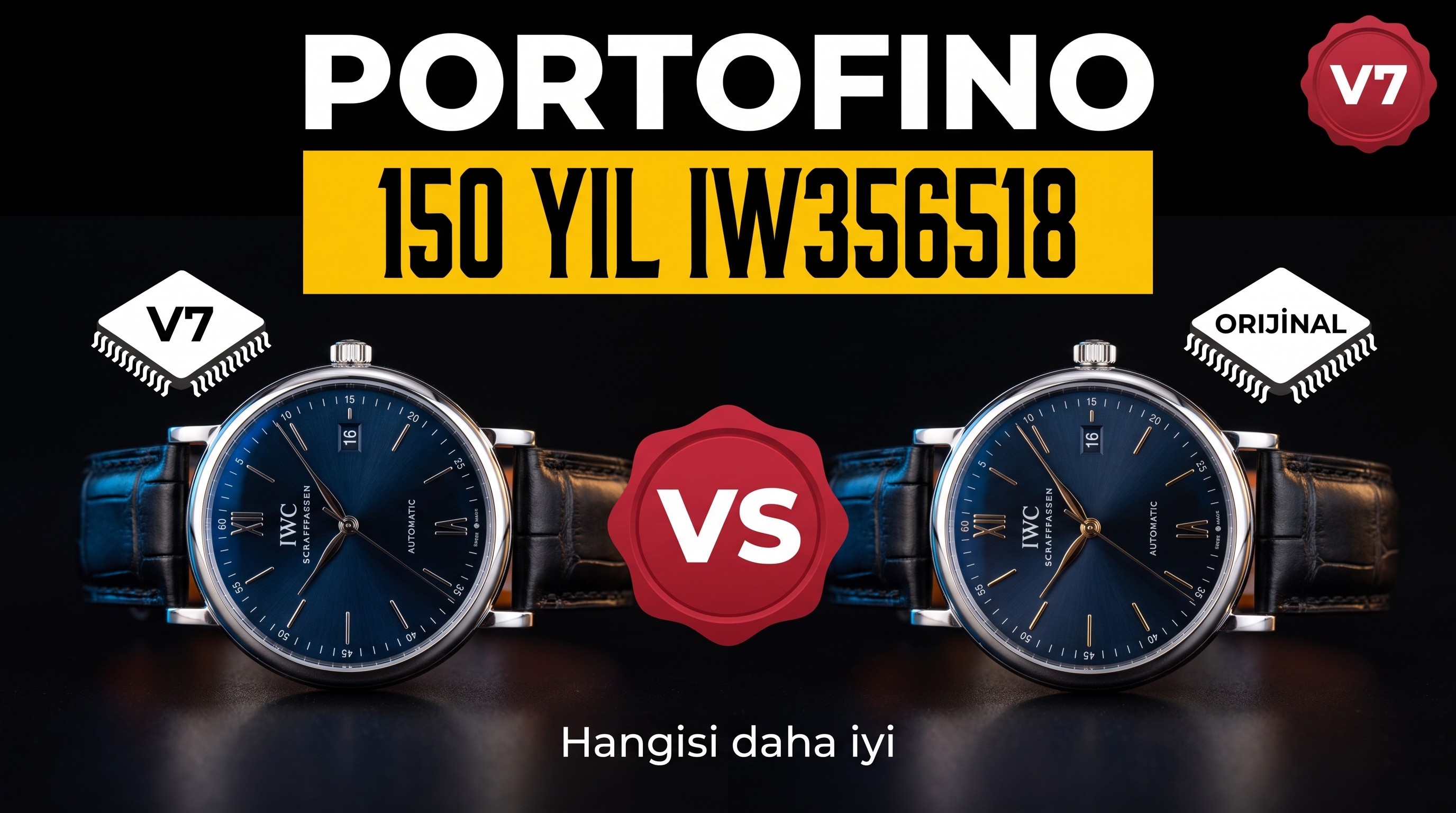 Gerçek-replika karşılaştırması: V7 Factory IWC Portofino 150. Yıl iw356518 orijinal İsviçre ETA2892 mekanizmalı replika saatin orijinalle karşılaştırmalı incelemesi