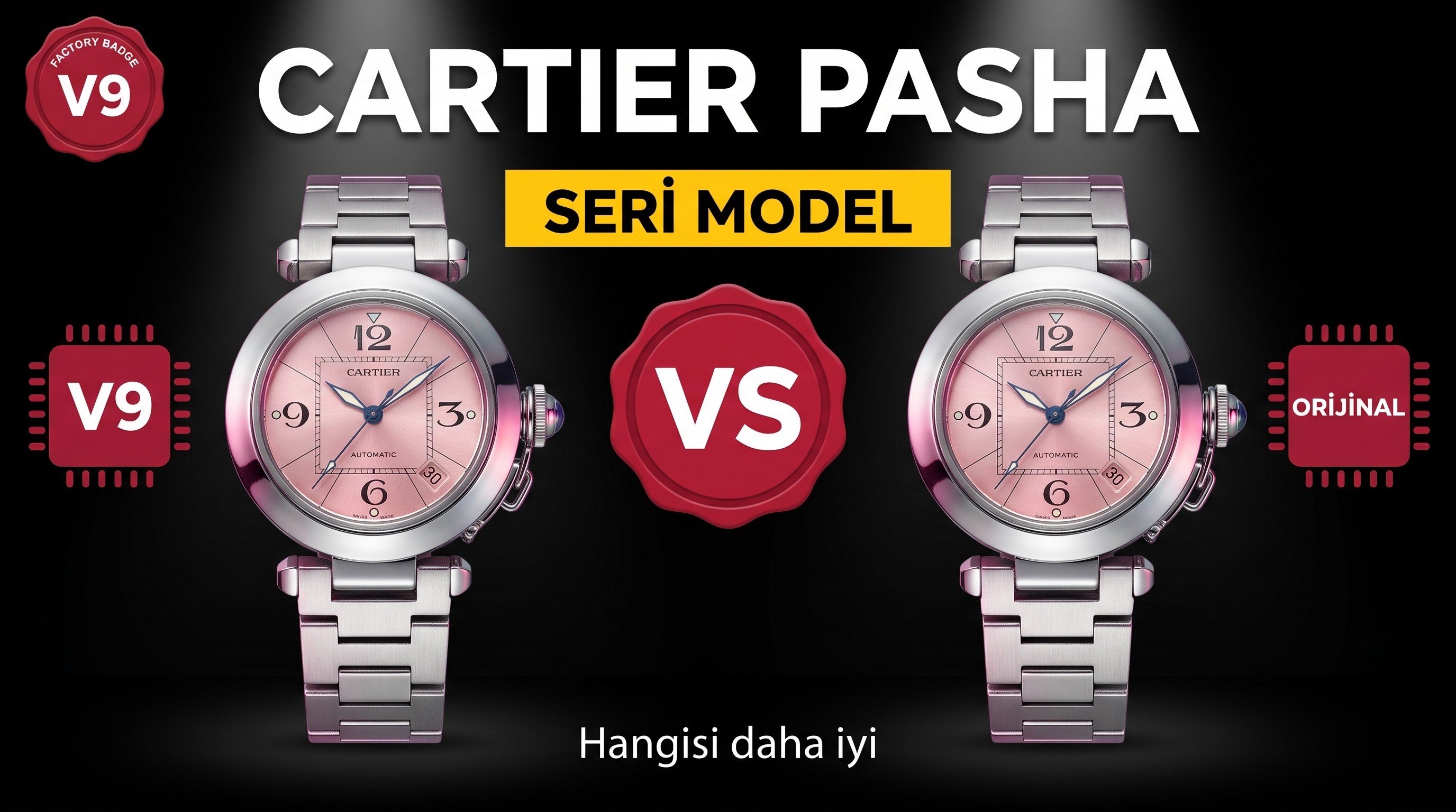 Gerçek-Replika Karşılaştırması: V9 Factory Cartier Pasha Serisi Kol Saati
