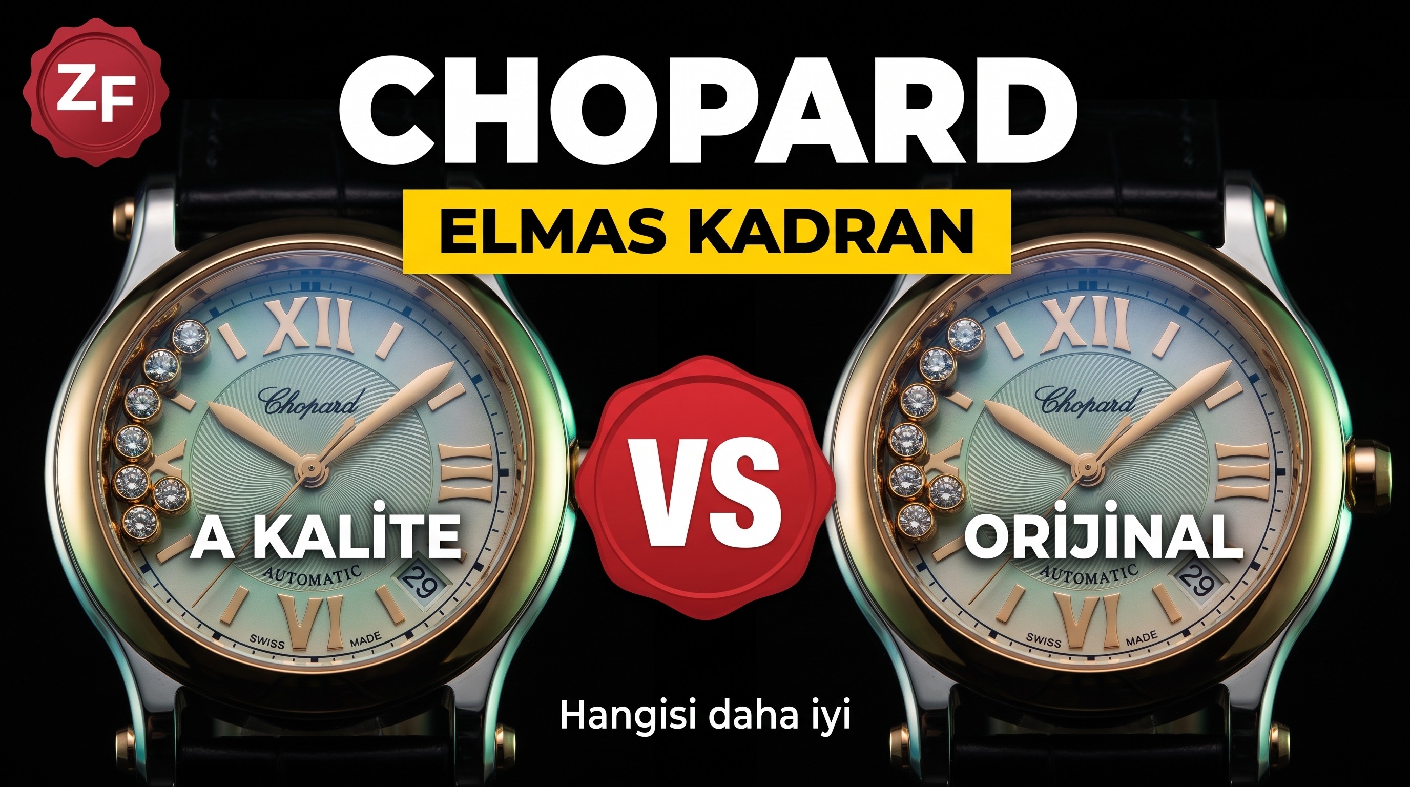 Gerçek-Replika Karşılaştırması: ZF Factory Chopard Happy Diamonds 7 Elmaslı 278559, Sea-Gull 2892 Mekanizmalı 36 mm Otomatik Kadın Kol Saati — Orijinal İncelemesi
