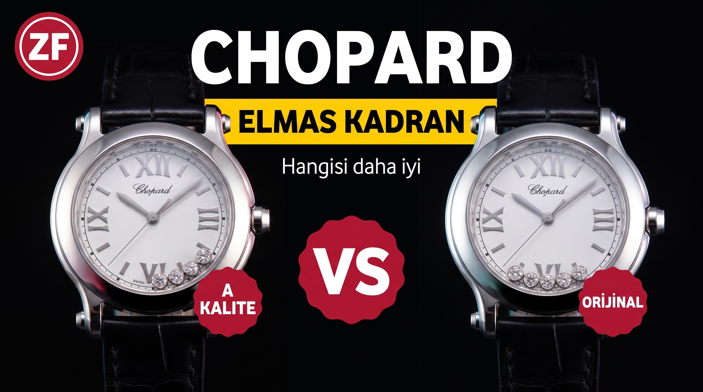 Gerçek-Replika Karşılaştırması: ZF Factory Chopard Happy Diamonds Quartz 278509-3001 Orijinal LUC İsviçre ETA955.112 Mekanizmalı Replika Saat ile Orijinal İnceleme Karşılaştırması