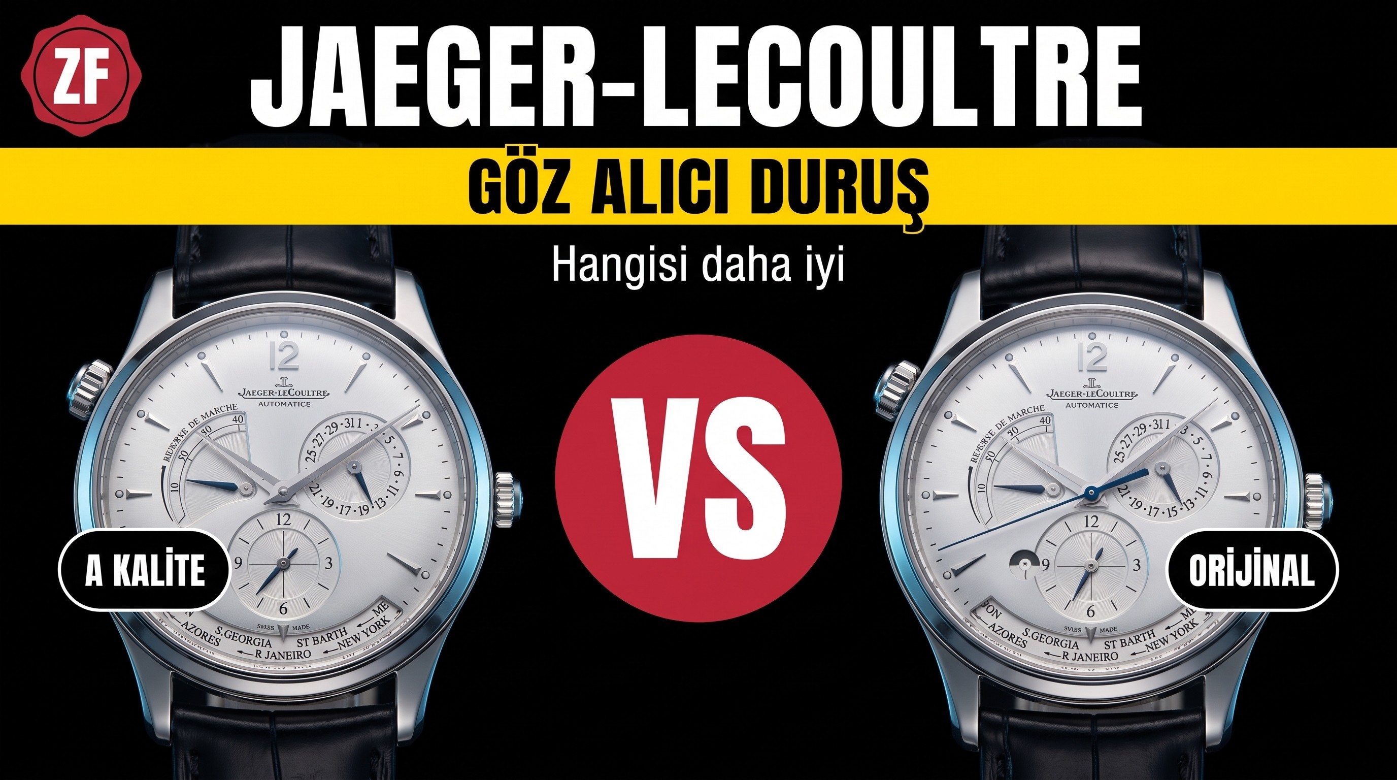 Gerçek-replika karşılaştırması: ZF Factory Jaeger-LeCoultre Master Geographic Q1428421 replika saatin orijinalle karşılaştırmalı incelemesi