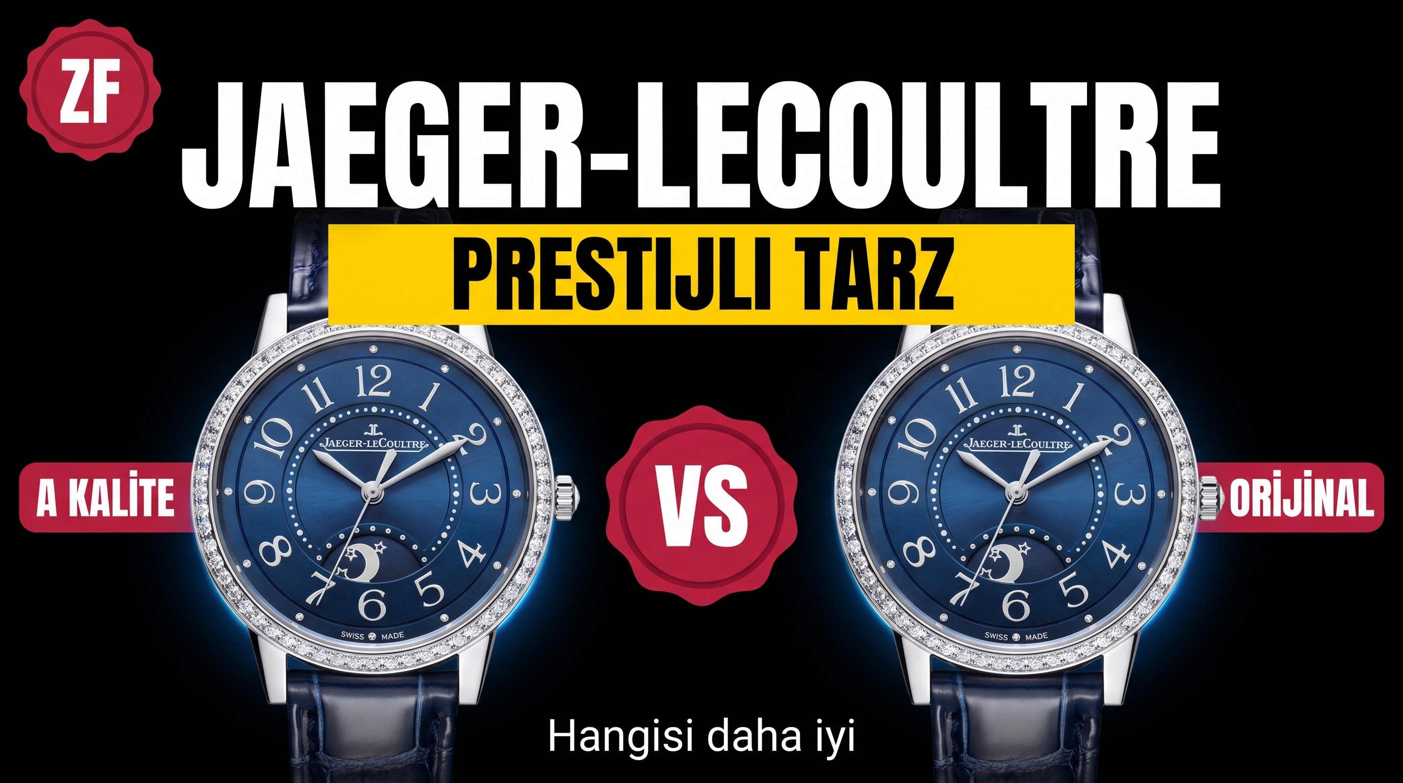 Gerçek-replika karşılaştırması: ZF Factory Jaeger-LeCoultre Rendez-Vous serisi 3468480 kadın mavi kadranlı replika saatin orijinalle karşılaştırmalı incelemesi