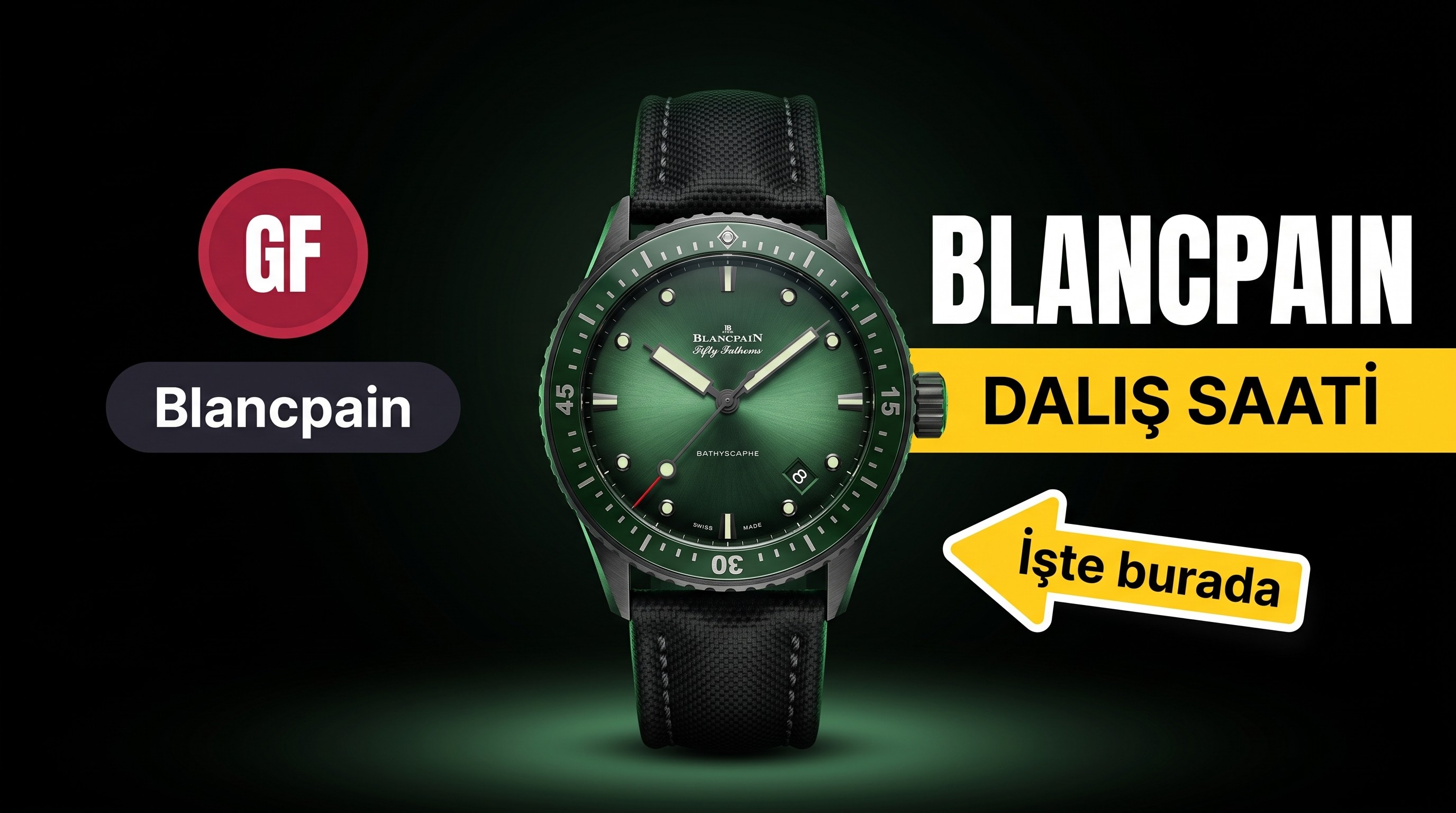 GF Factory Blancpain Fifty Fathoms 5005 Yeşil Kadranlı Great Hammerhead Seramik Kol Saati