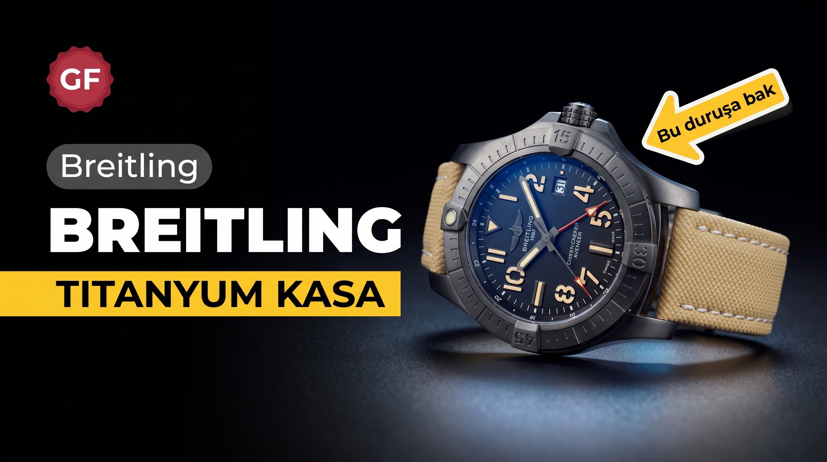 GF Factory Breitling Avenger Serisi Karbon Siyahı Titanyum Night Mission Kol Saati