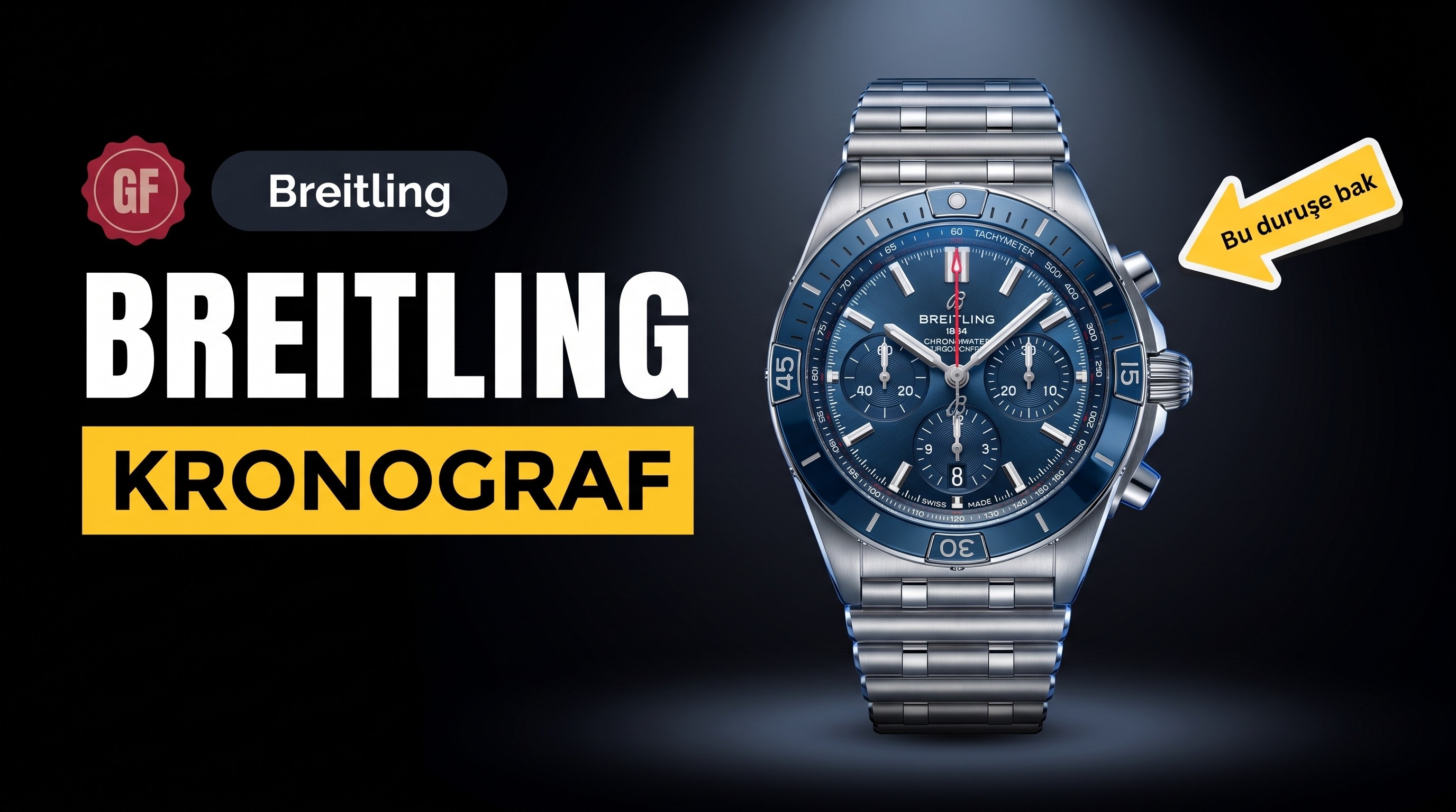 GF Factory Breitling Chronomat sağlam çelik dev, çok yönlü spor saat incelemesi - siyah kadran