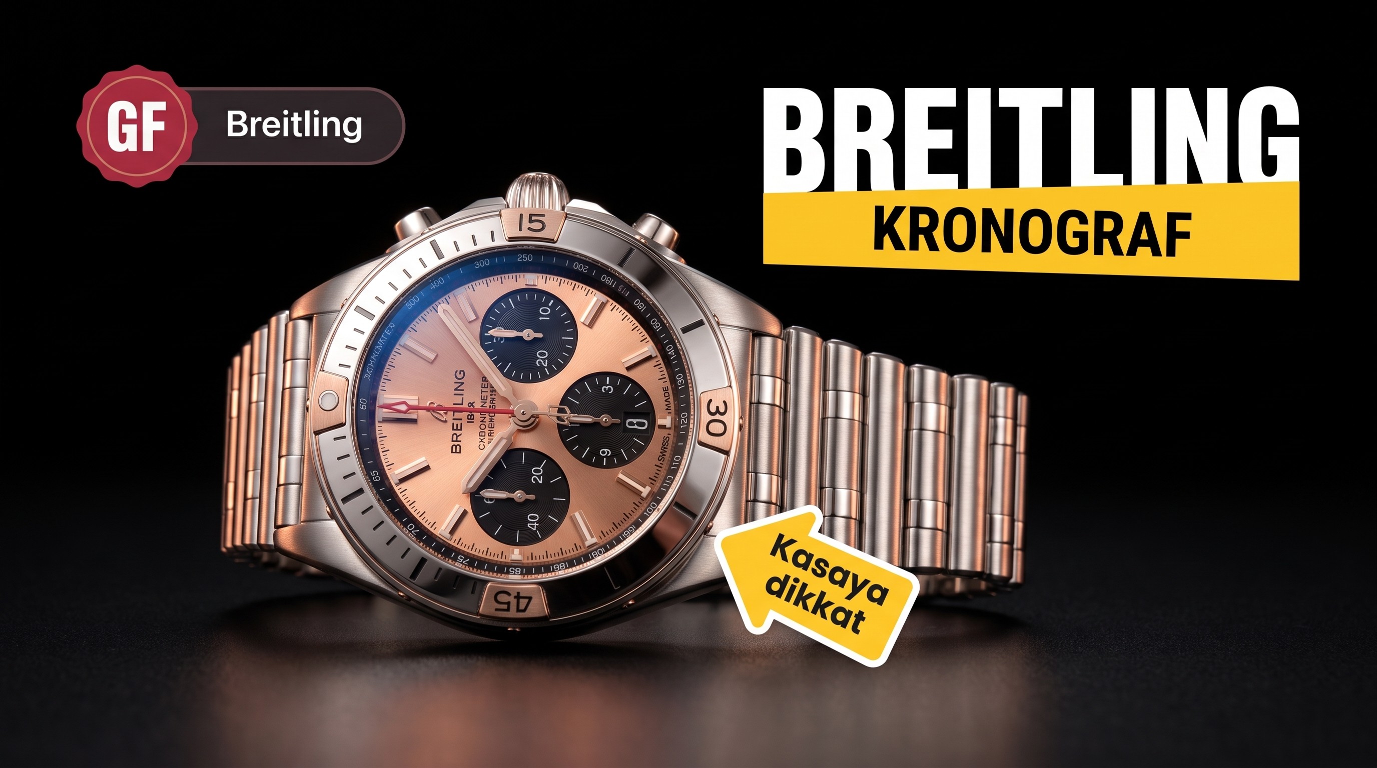 Breitling Chronomat retro mermi bilezikli somon kadran kronograf