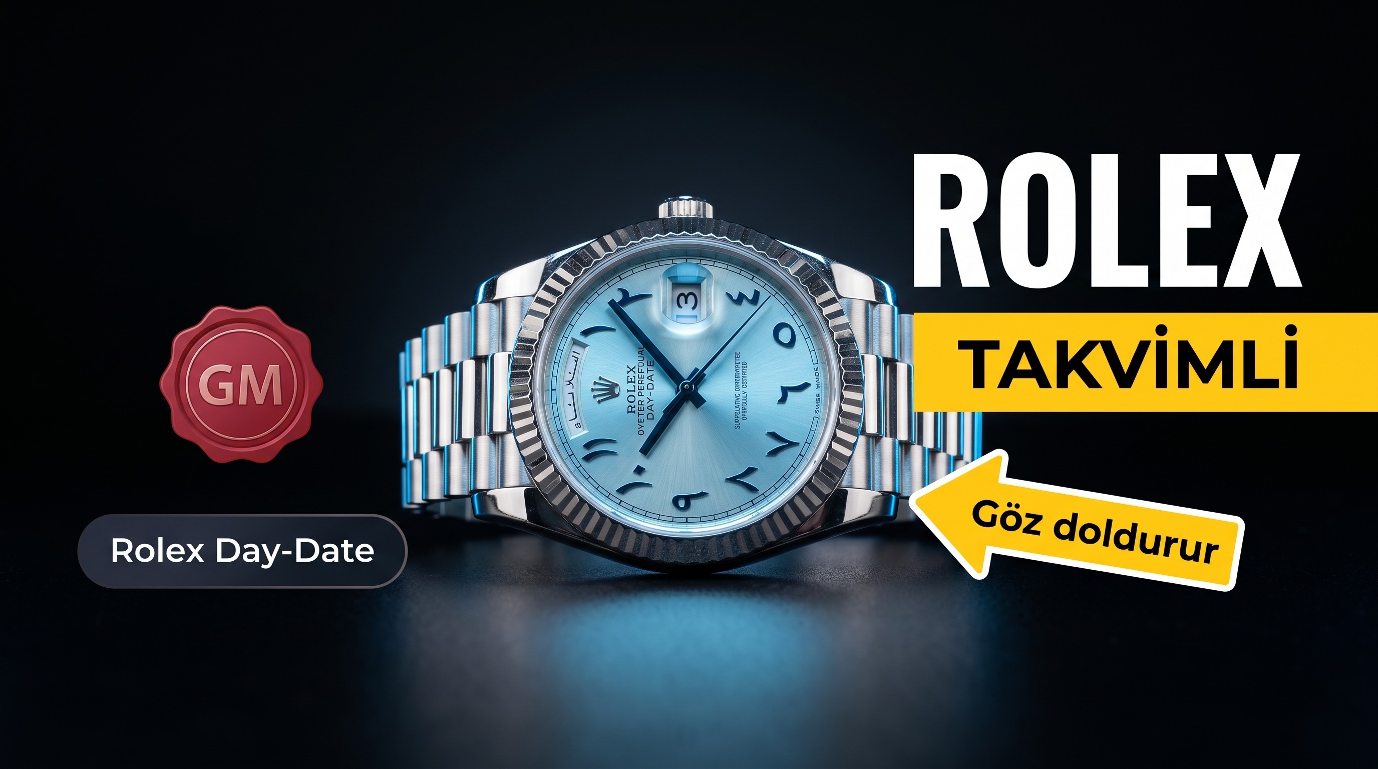 GM Factory 3255 Mekanizmalı Replika Rolex Day-Date Orta Doğu Özel Serisi