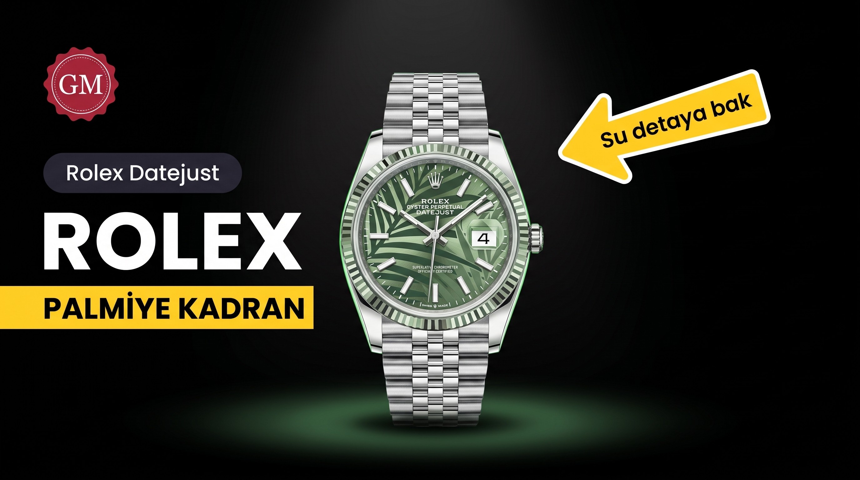 GM Factory Replika Rolex Datejust 36 mm Palmiye Yaprağı Kadranlı 3235 Mekanizmalı