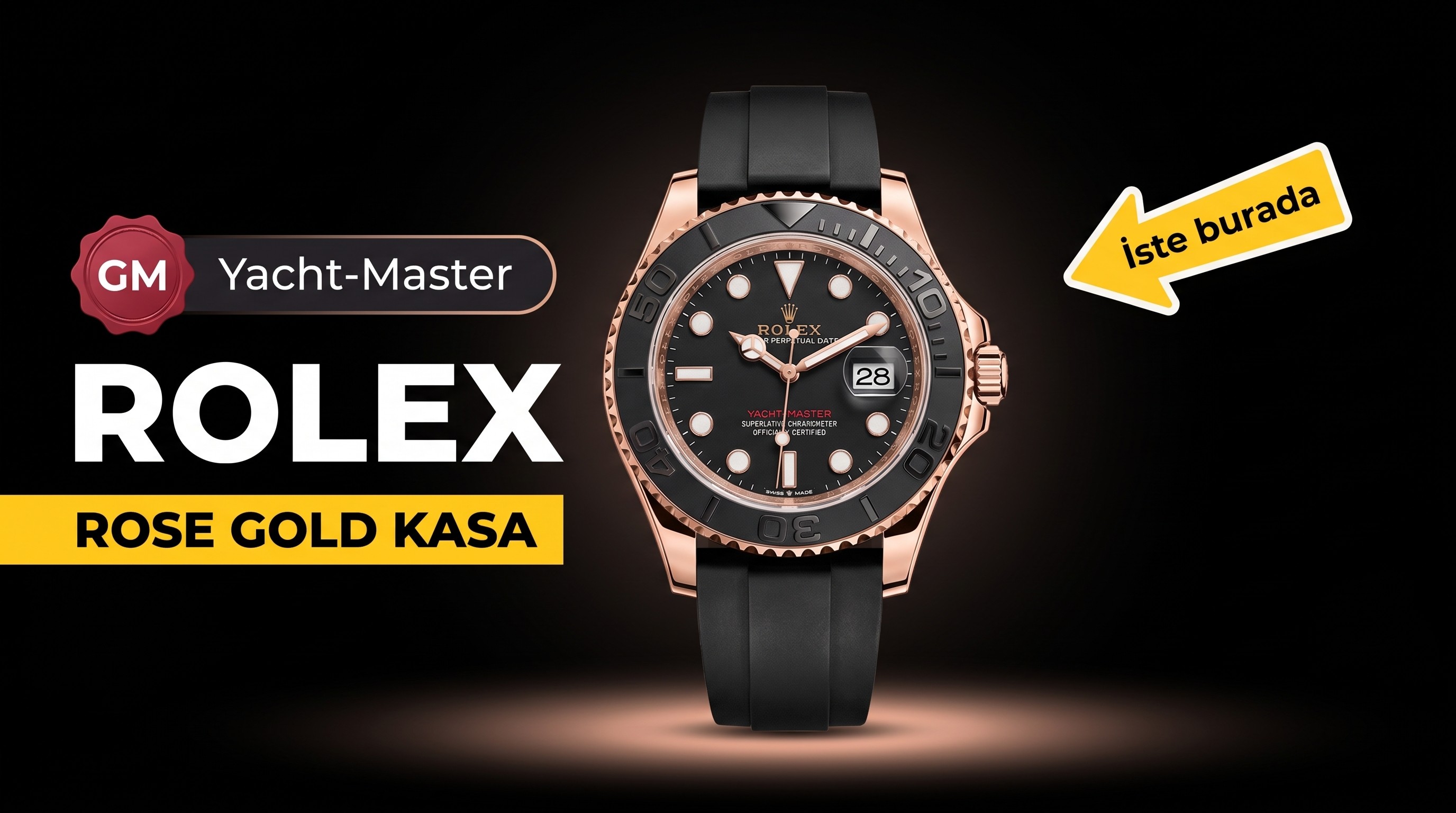 GM Factory Replika Rolex YachtMaster 116655 Rose Gold, 3235 Mekanizmalı Saat