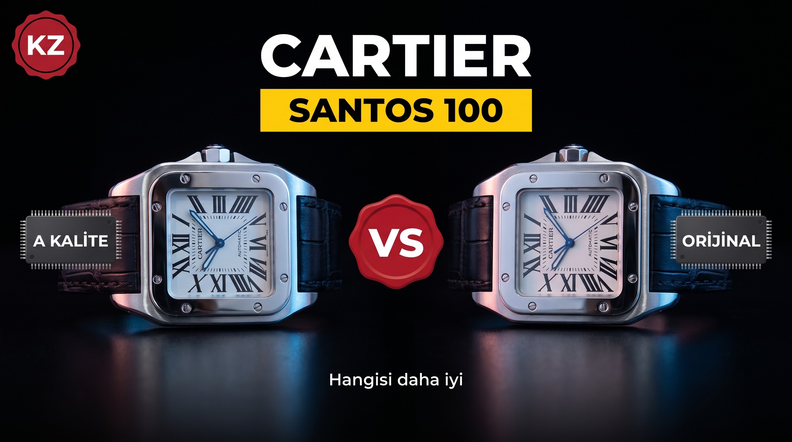 Hangi fabrika daha iyi? KZ Cartier Santos 100. Yıl replika saati gerçek-replika karşılaştırma incelemesi