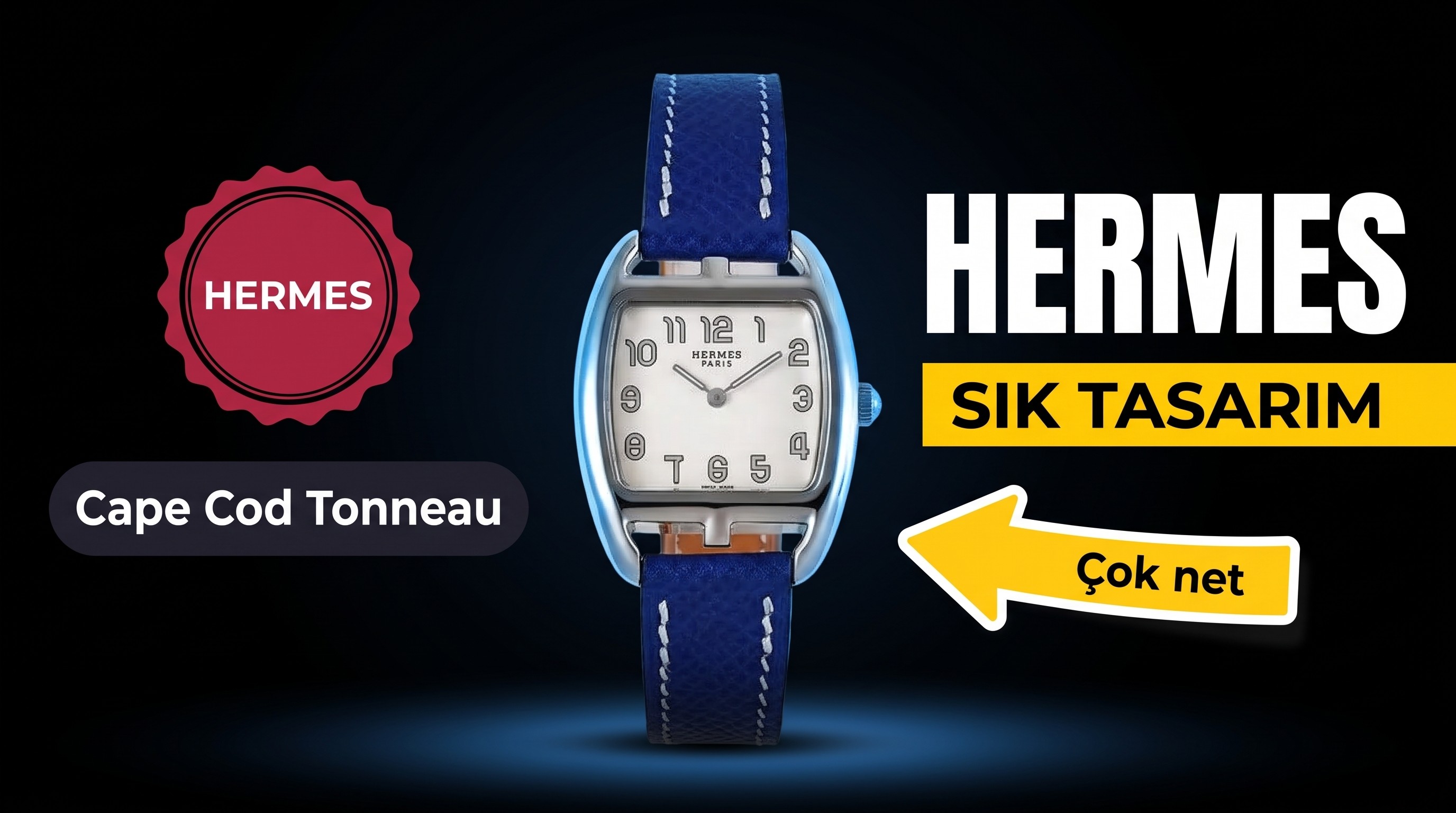 Hermès Cape Cod tonneau 26.5 MM şık paslanmaz çelik kol saati