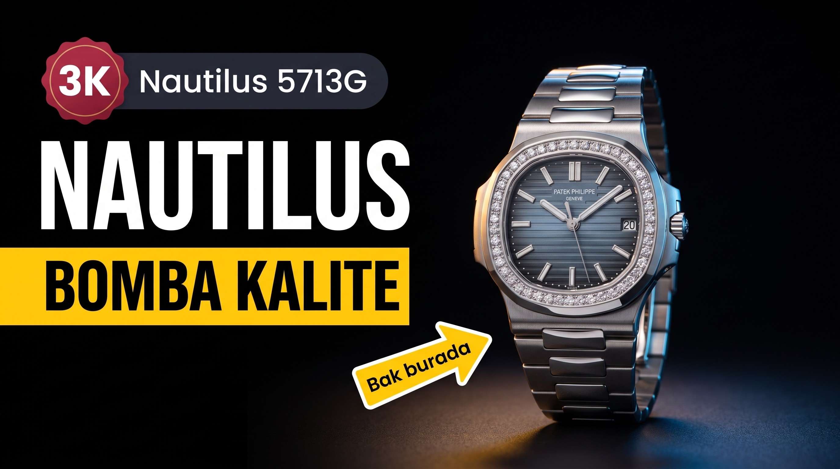3K Factory Patek Philippe Nautilus Haute Grise 5713G Elmas Taşlı 2021 Model Saat İncelemesi
