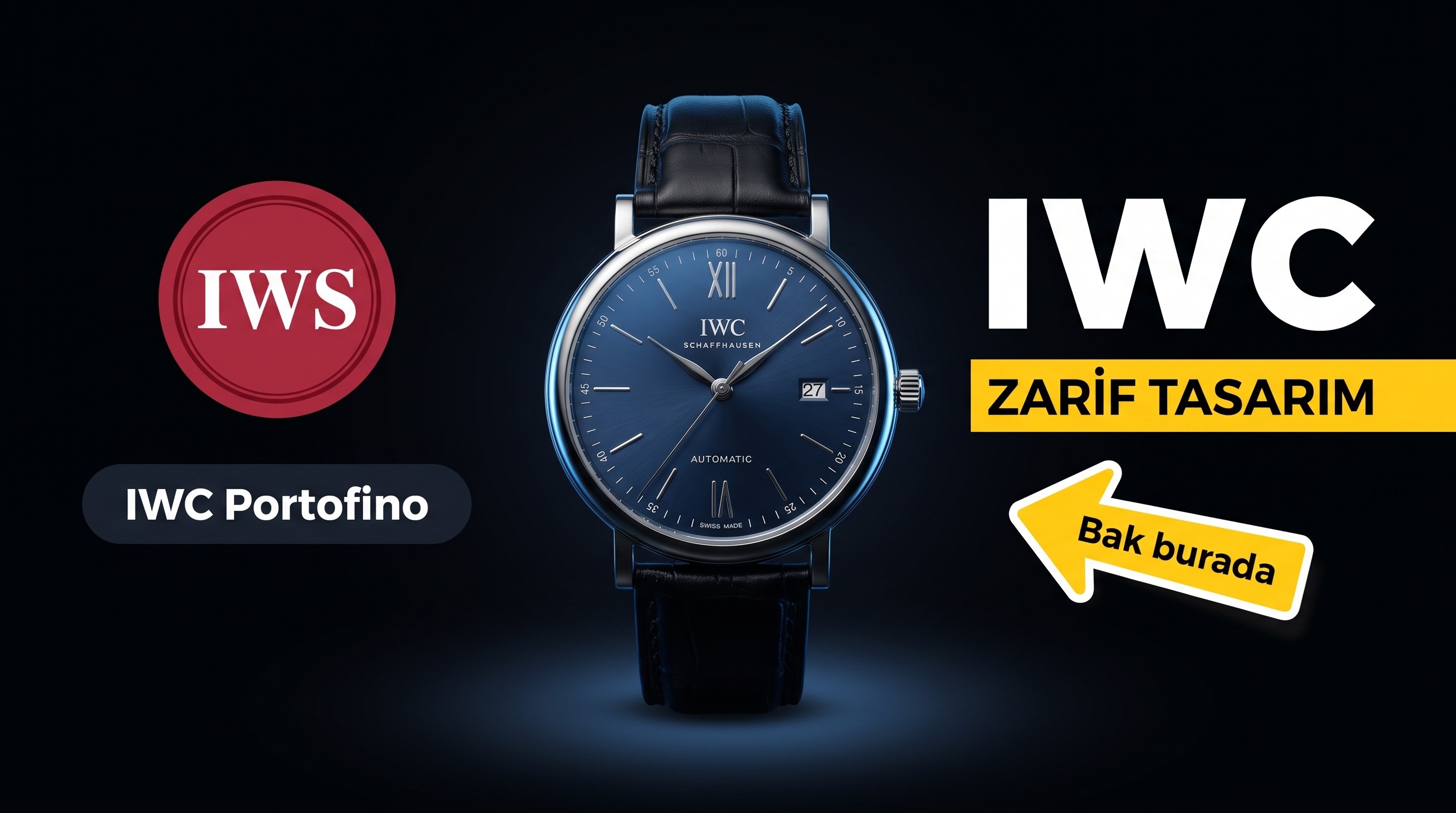 IWS Factory IWC Portofino Ay Evreli Otomatik Kadın Kol Saati 37 MM