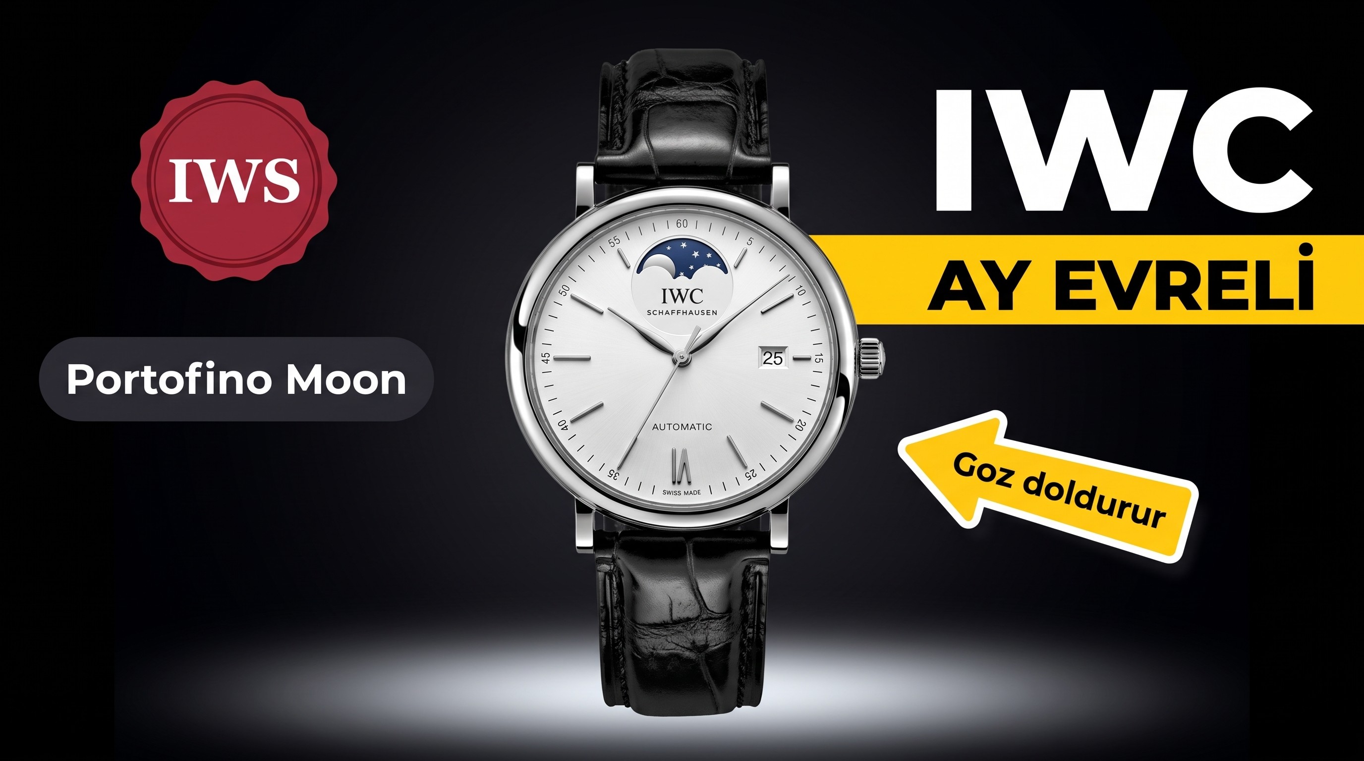 IWS Factory IWC Portofino Moon Phase otomatik kadın kol saati 37 MM