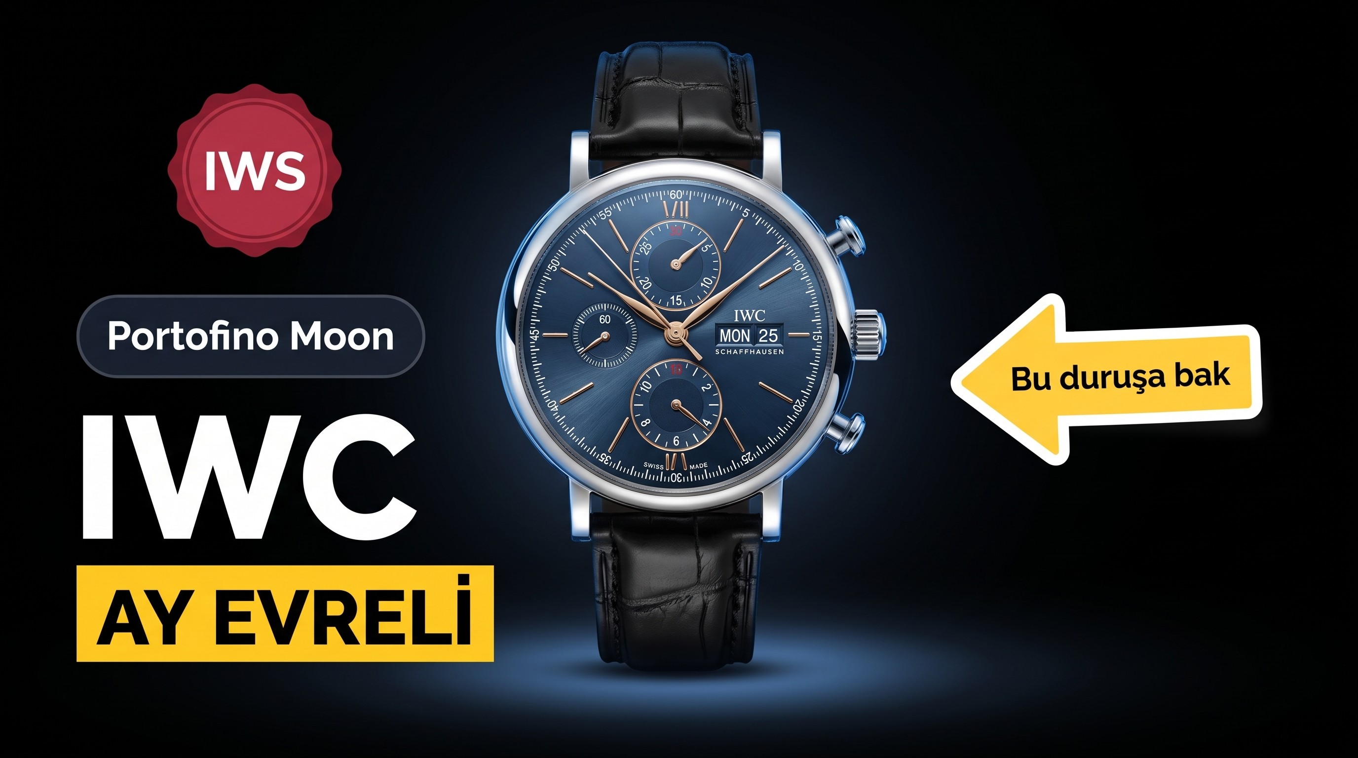 IWS Factory IWC Portofino Moon Phase Otomatik Kadın Kol Saati 37 MM