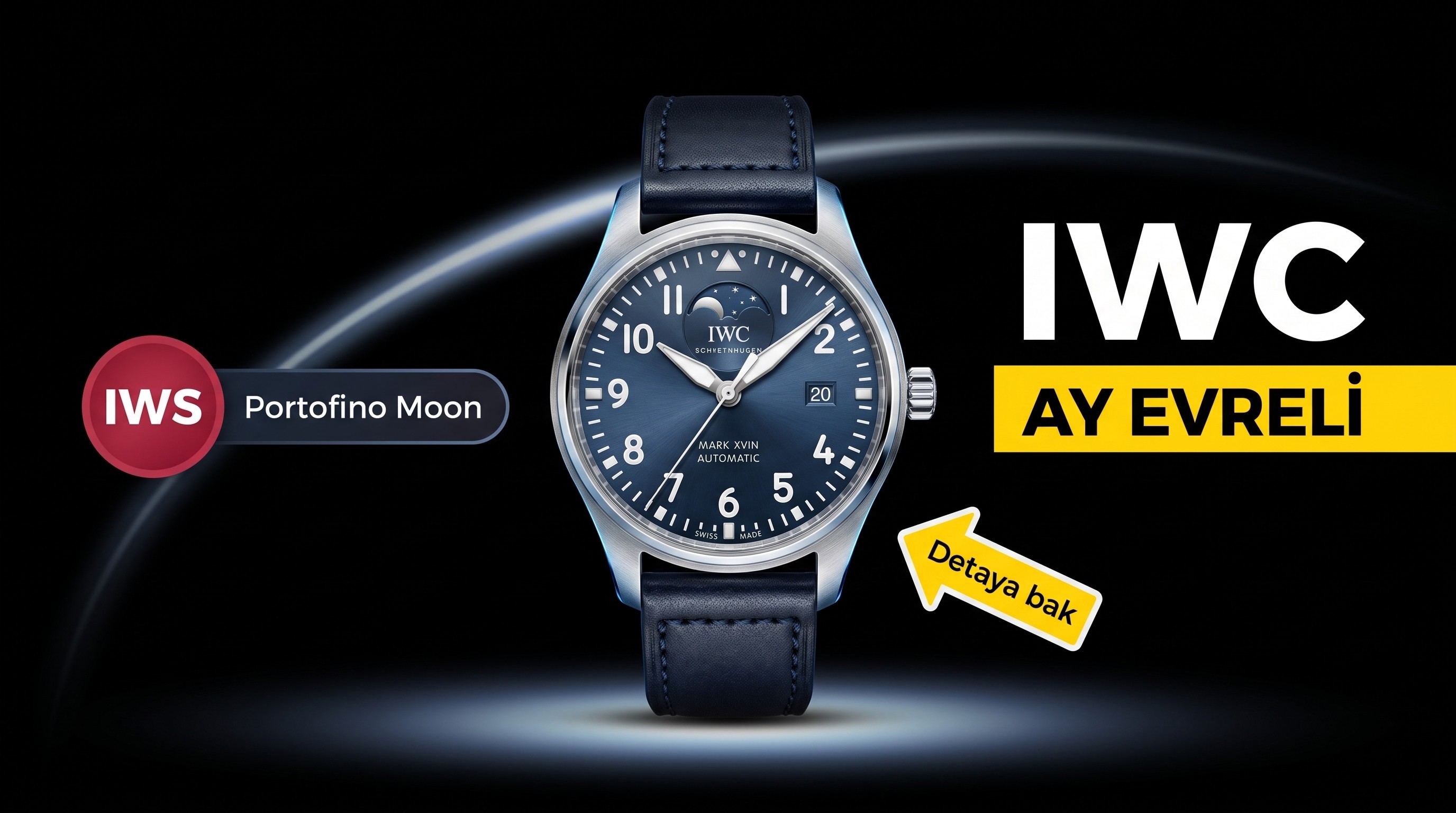 IWS Factory IWC Portofino Moon Phase Otomatik Kadın Kol Saati 37 MM
