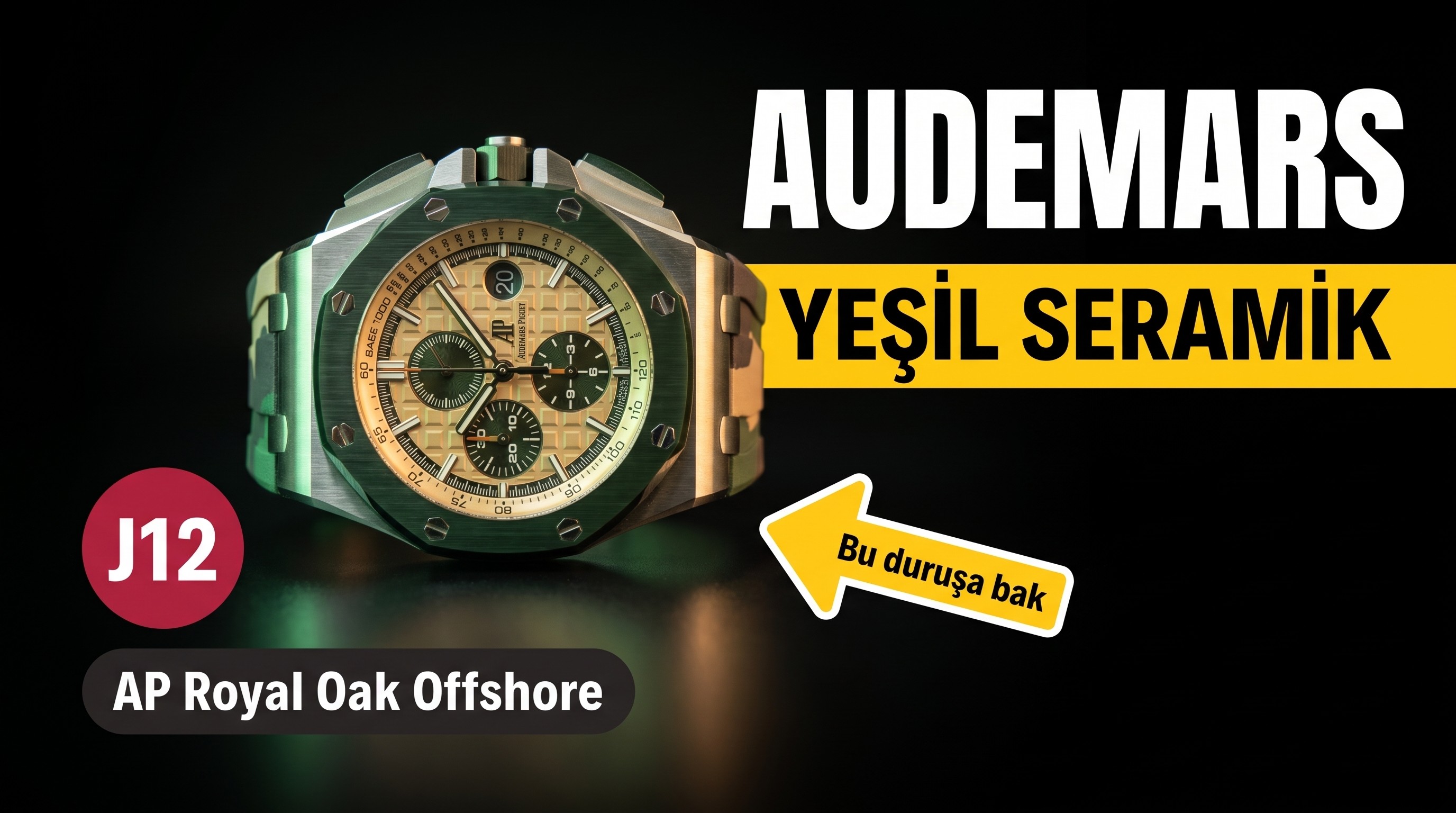 J12 Factory V2 Edition Replica Audemars Piguet ROO 2018 Combat Green Ceramic Watch with Clone 3126 Movement
