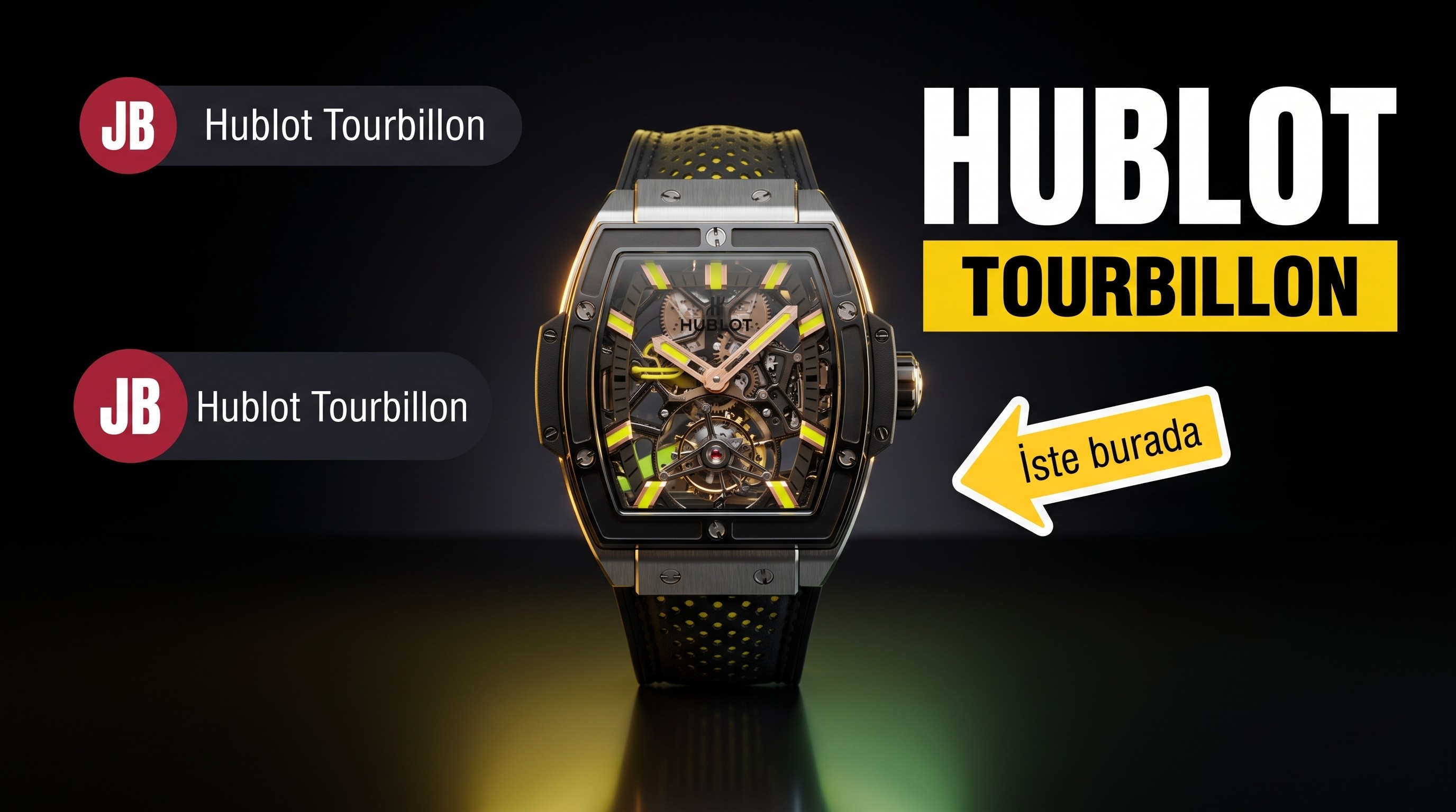 JB Factory Hublot fıçı formlu tourbillon HUB9006 mekanizmalı model ilk bakışta belli oluyor mu?