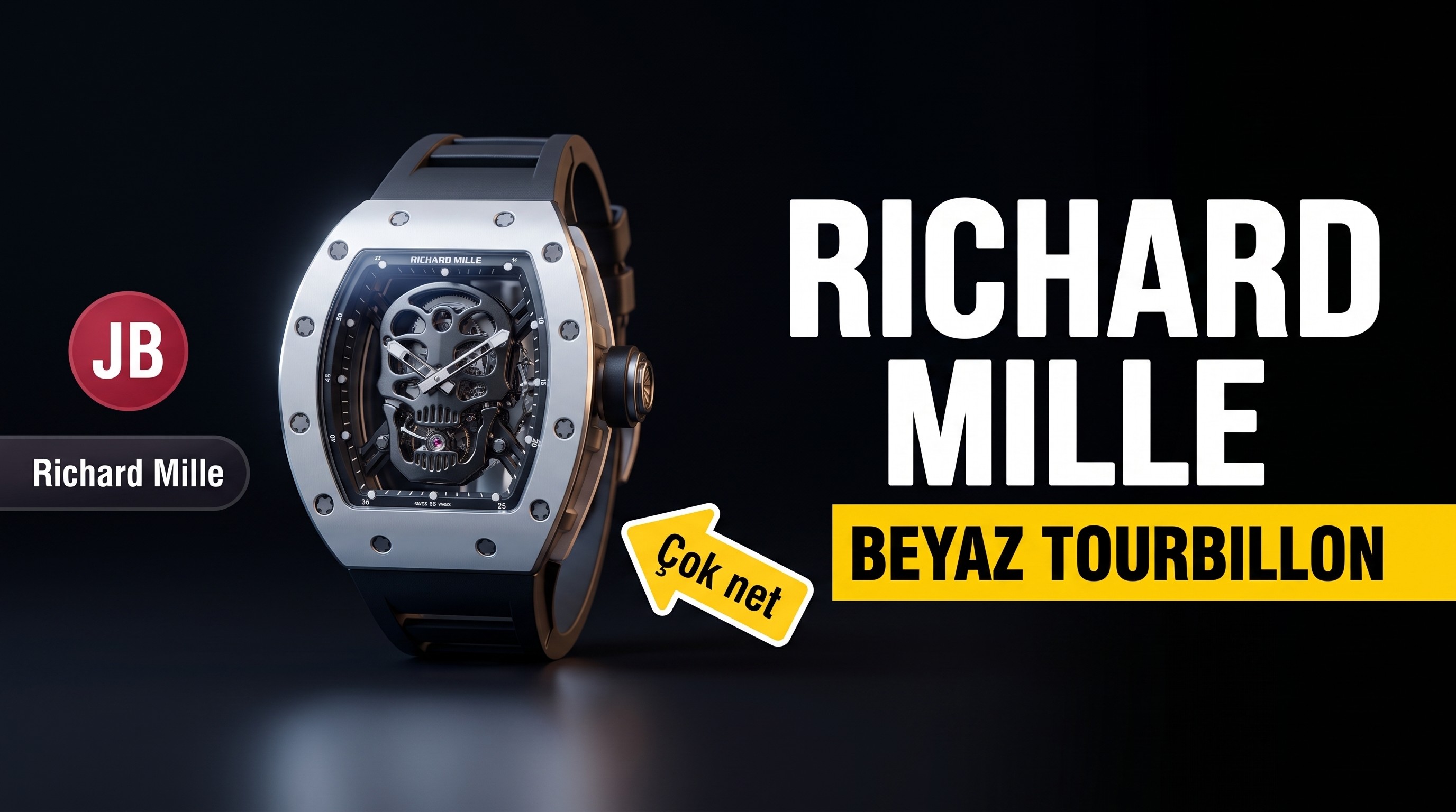 JB Factory Richard Mille RM52-01 gerçek tourbillon - beyaz işçilik detayları