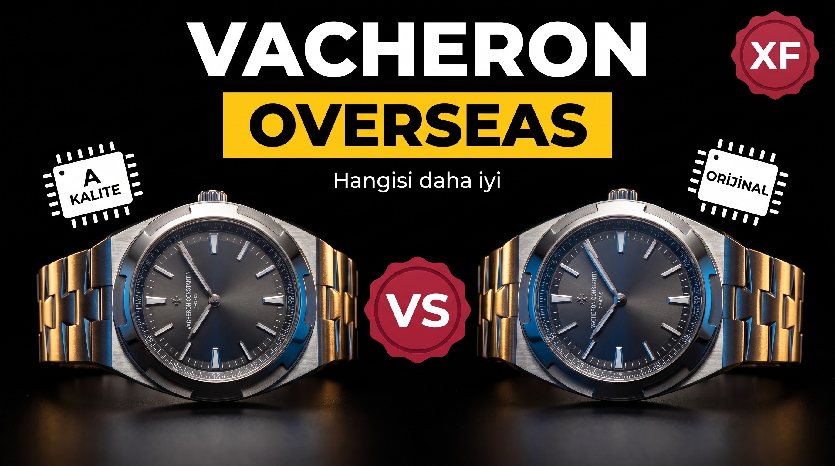 Karşılaştırma: XF Factory VC Vacheron Constantin Overseas serisi 2000V/120G-B122 çelik bilezikli saat