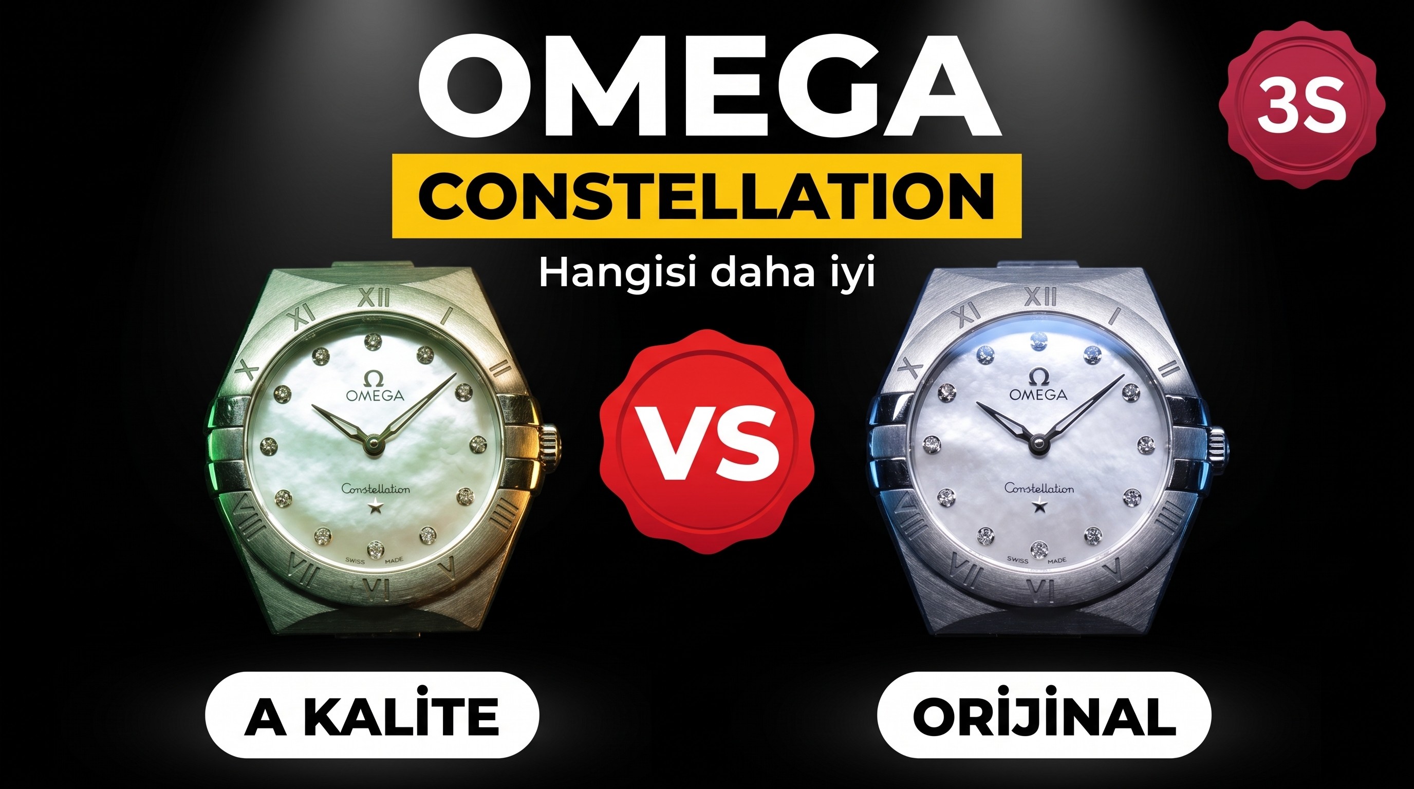 Karşılaştırmalı inceleme: 3S [28 mm] OMEGA Constellation serisi 131.10.28.60.55.001 kadın çelik bilezik saat