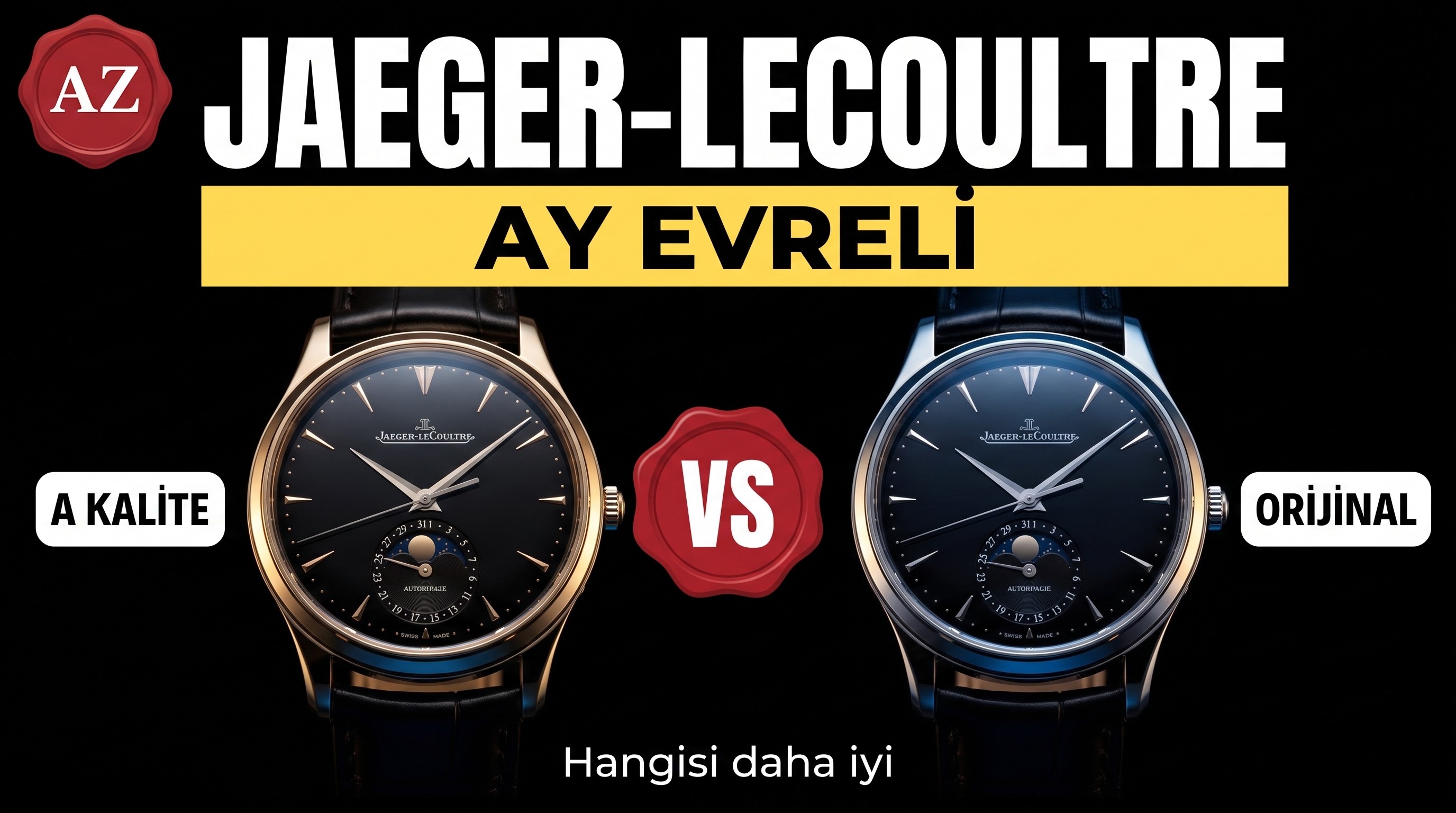 Karşılaştırmalı inceleme: AZ Factory JL Jaeger-LeCoultre Master serisi 1368470 ay evreli Master erkek deri kayışlı kol saati