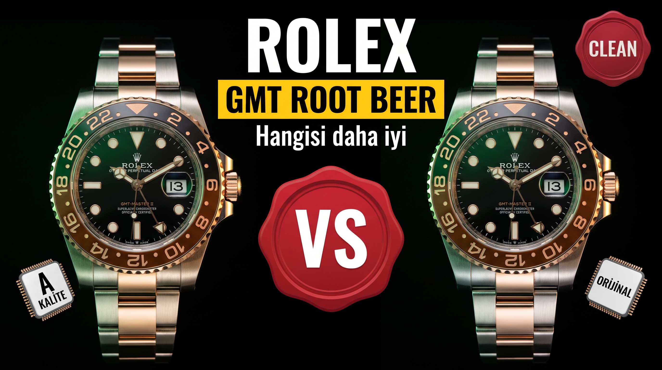Karşılaştırmalı inceleme: Clean Rolex GMT-Master II serisi m126711chnr-0002 kol saati