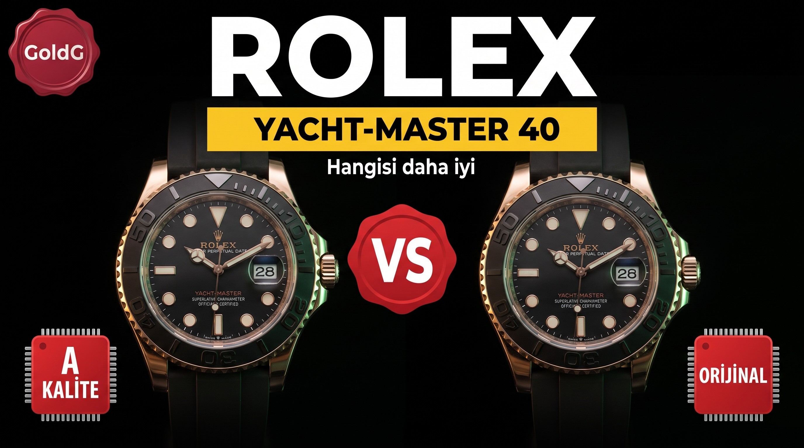 Karşılaştırmalı inceleme: GOLD/G Factory [40 mm] Rolex Yacht-Master serisi m126655-0002 kol saati