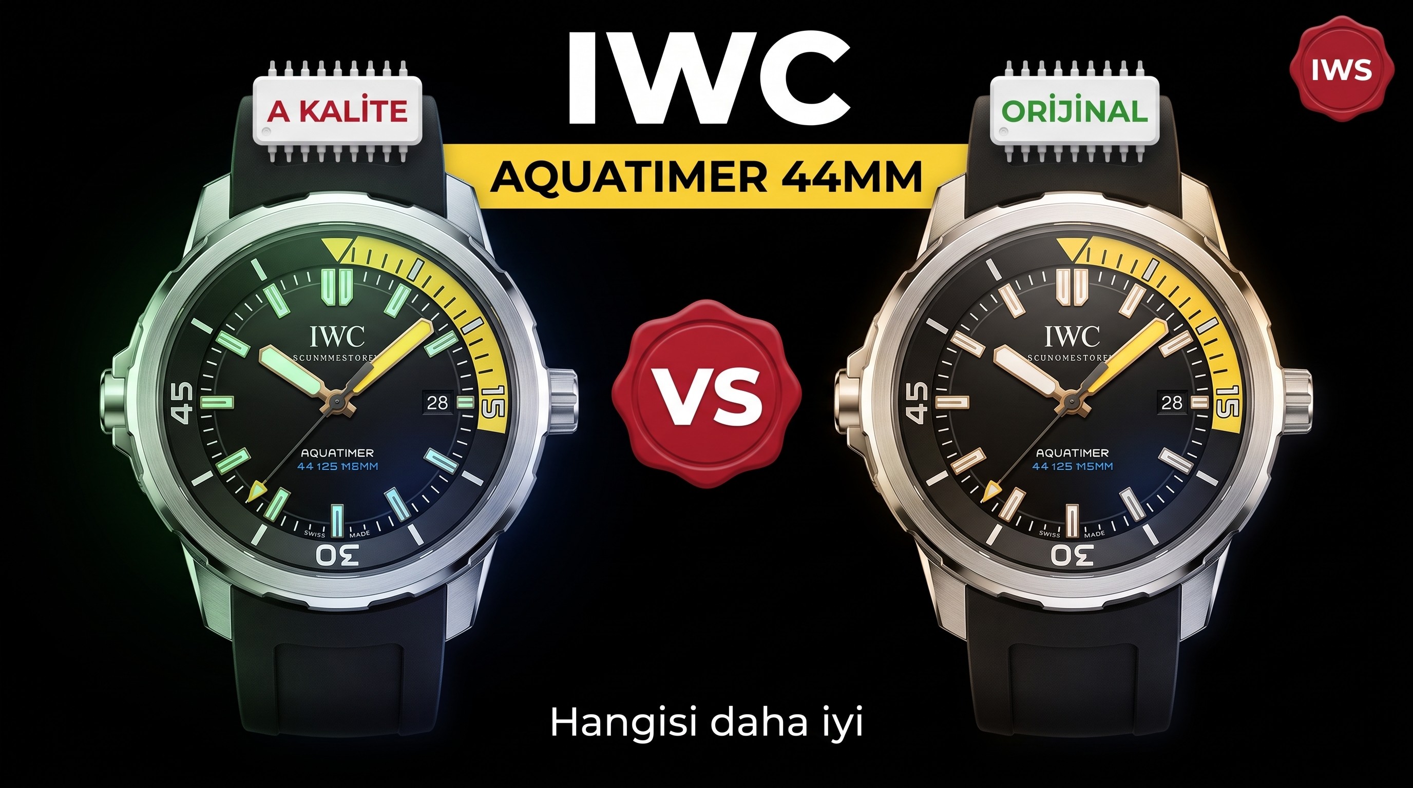 Karşılaştırmalı inceleme: IWS Factory [44 mm] IWC Aquatimer serisi IW356802 kauçuk kayışlı dalış saati