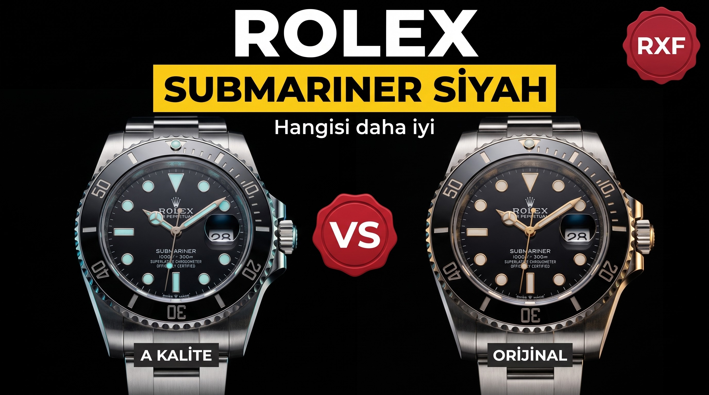 Karşılaştırmalı inceleme: RXF Factory Rolex Submariner Siyah Su Hayaleti serisi 116610LN-97200 siyah kadranlı dalış saati