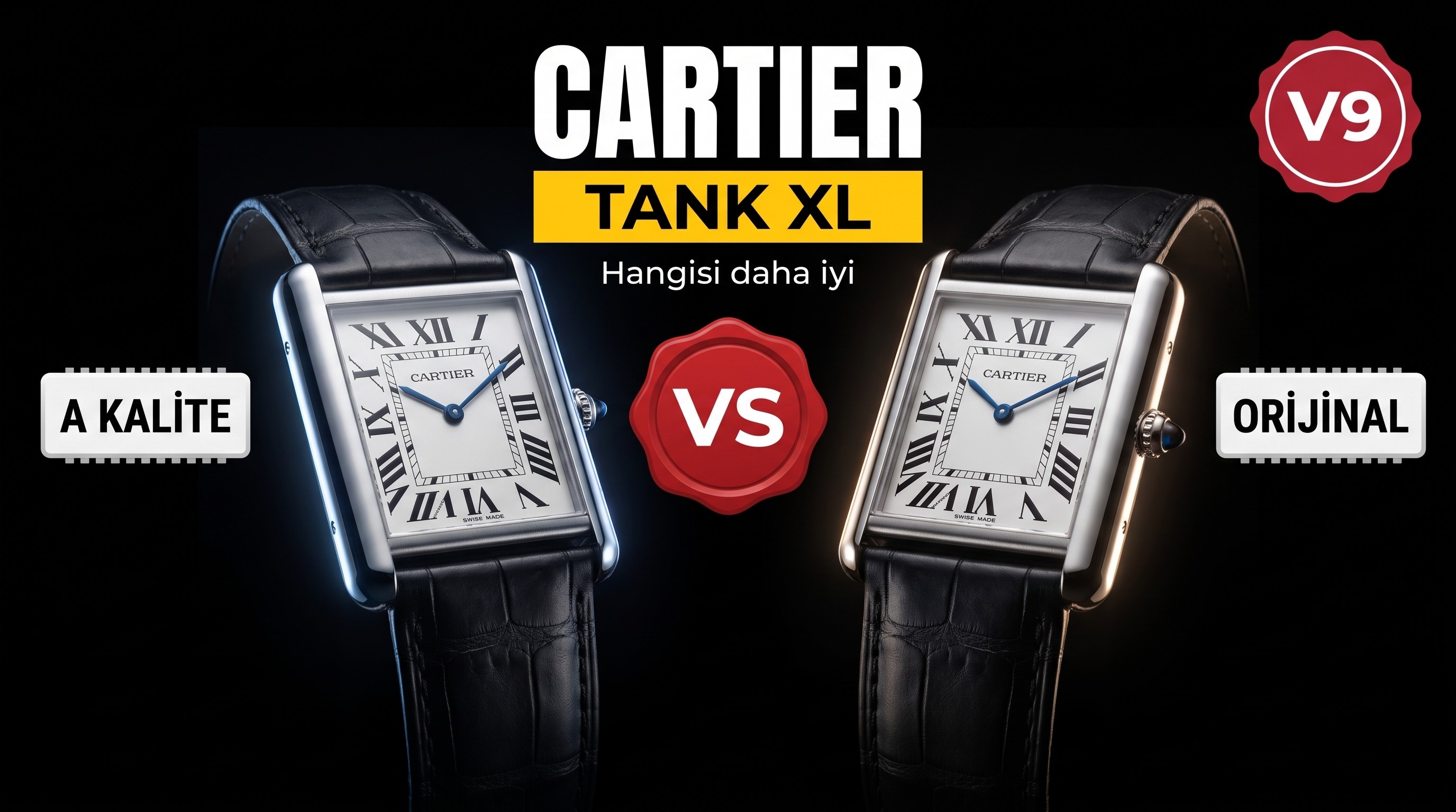 Karşılaştırmalı İnceleme: V9 Factory CARTIER Tank Serisi WSTA0029 (Ekstra Büyük Boy) Kol Saati