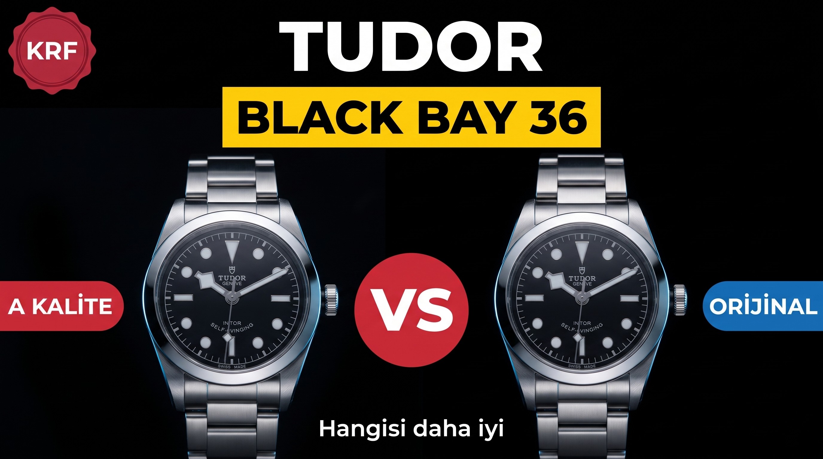 KRF Factory Replika Tudor Black Bay M79500 uniseks 36 mm saat gerçek-replika karşılaştırması ve orijinal incelemesi