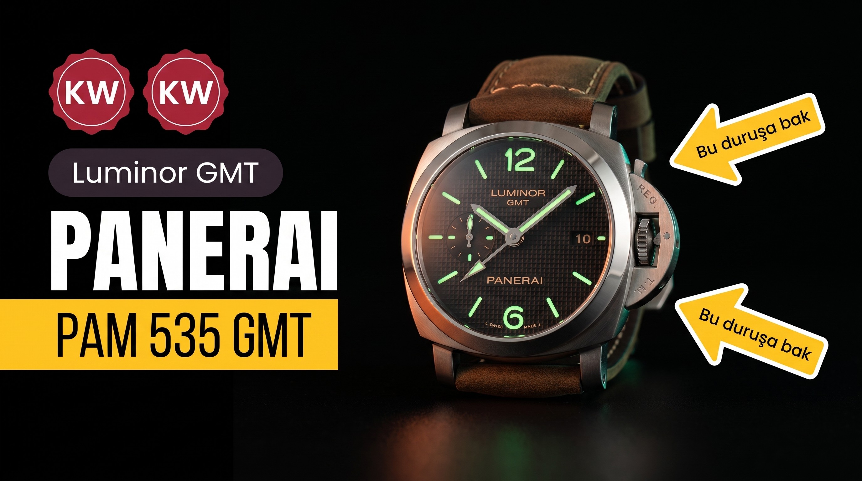 KW Factory 1:1 Replika Panerai PAM 535 Luminor GMT Saat – İsviçre Standardında Kalite