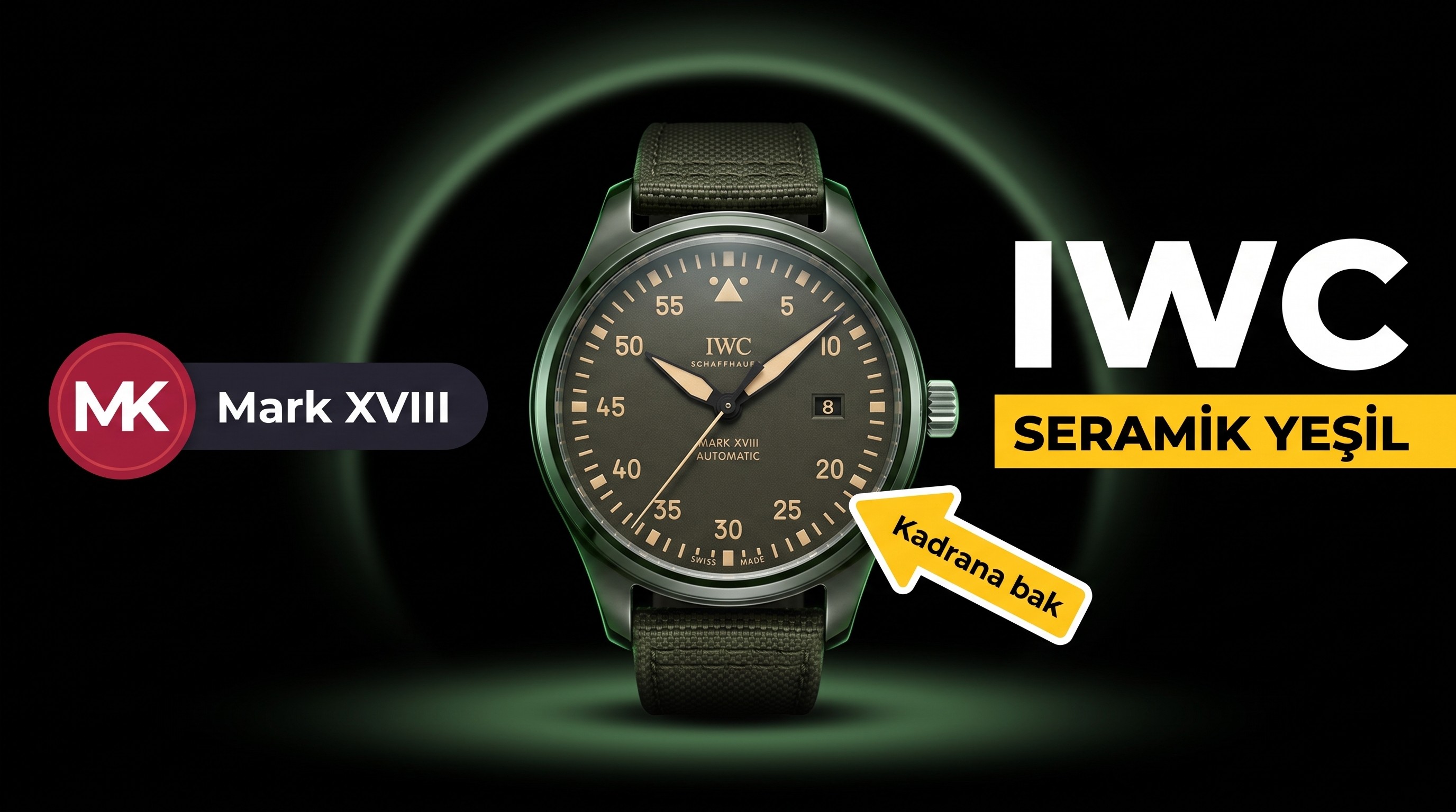 MK Factory Replica IWC Mark XVIII Ceramic Watch Green Nylon Strap