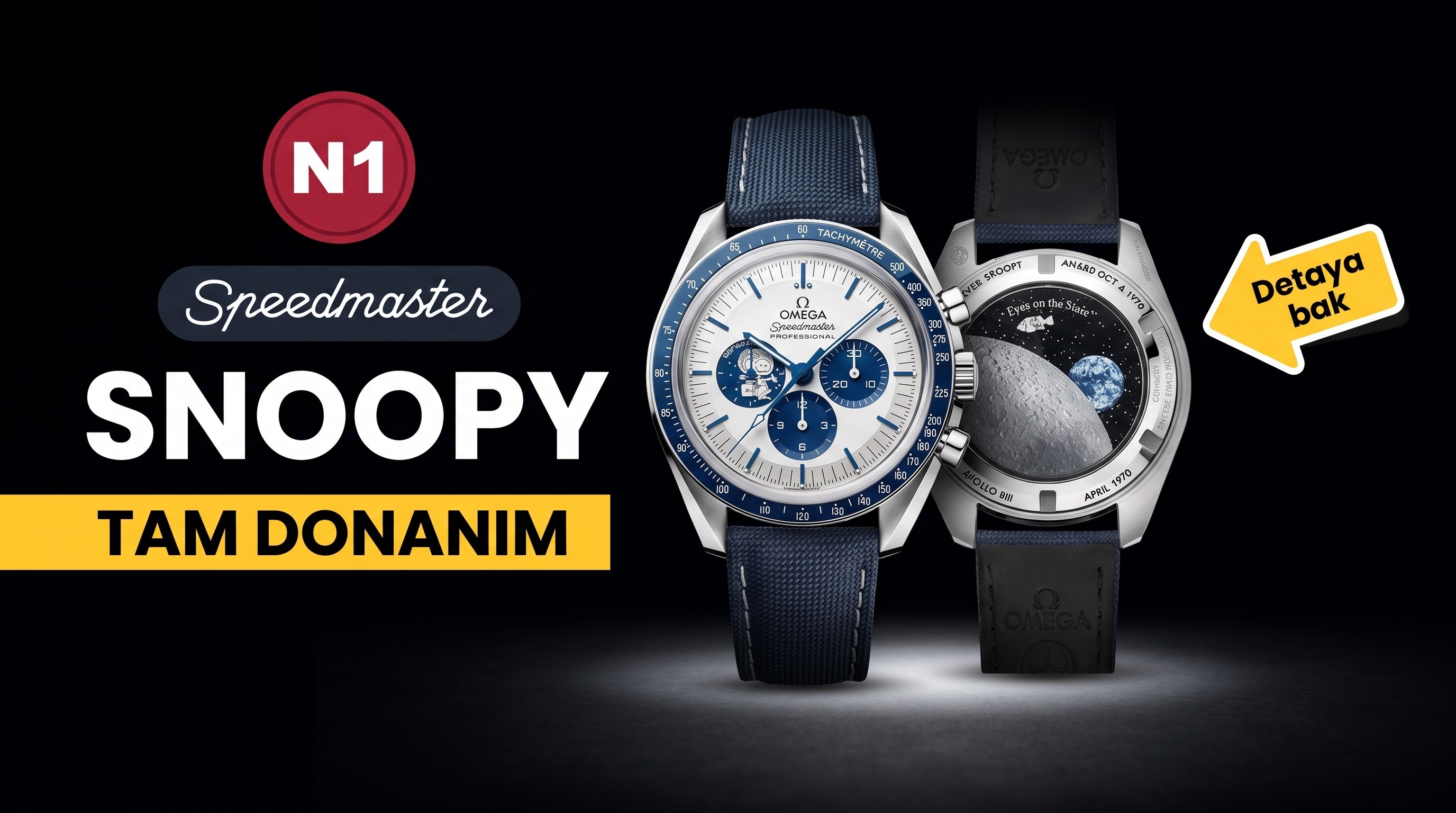 N1 Factory Omega Speedmaster 310.32.42.50.02.001 "Tam Donanımlı Versiyon" Snoopy 50. Yıl Anma Saati İncelemesi