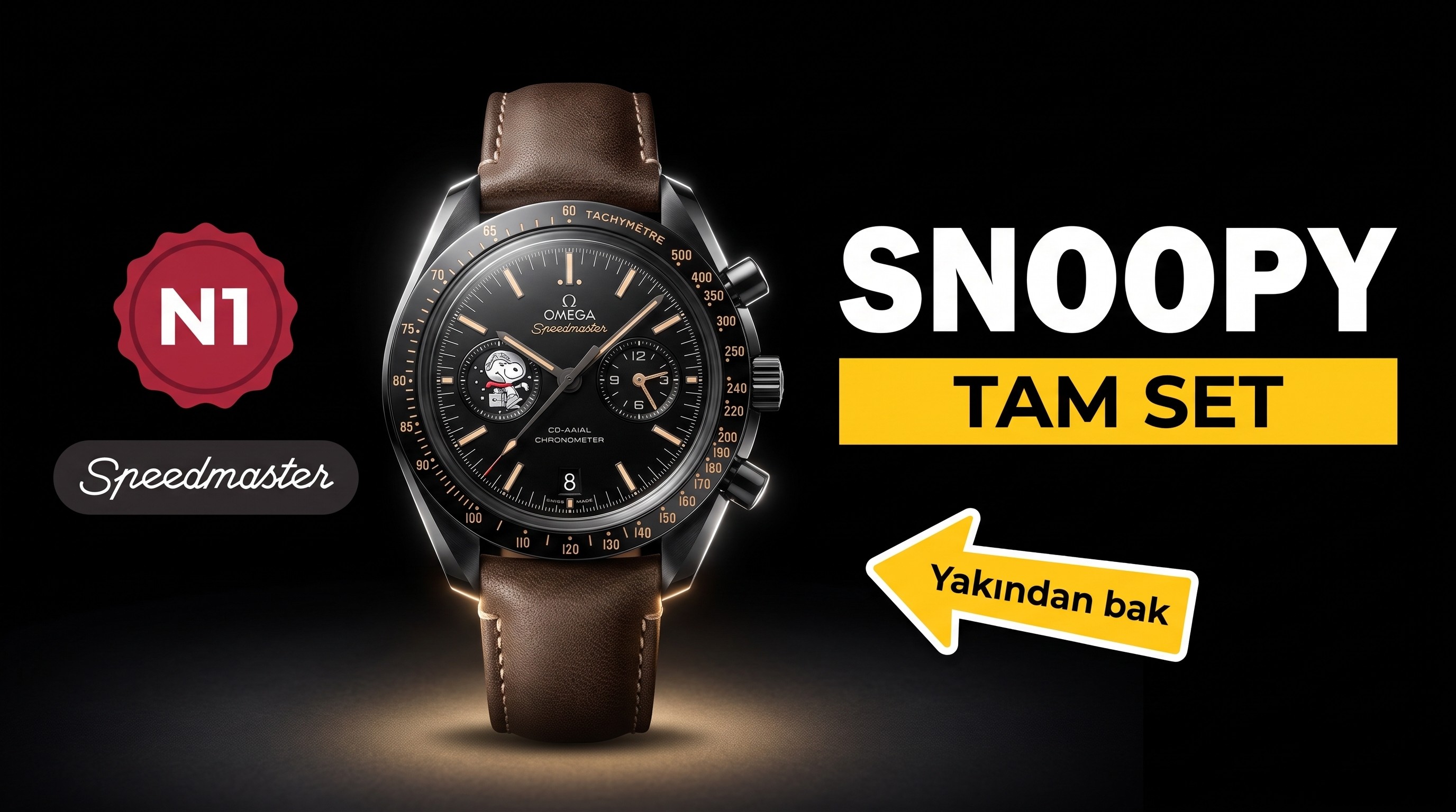 N1 Factory Omega Speedmaster 310.32.42.50.02.001 "tam set versiyon" Snoopy 50. Yıl Anı Saati