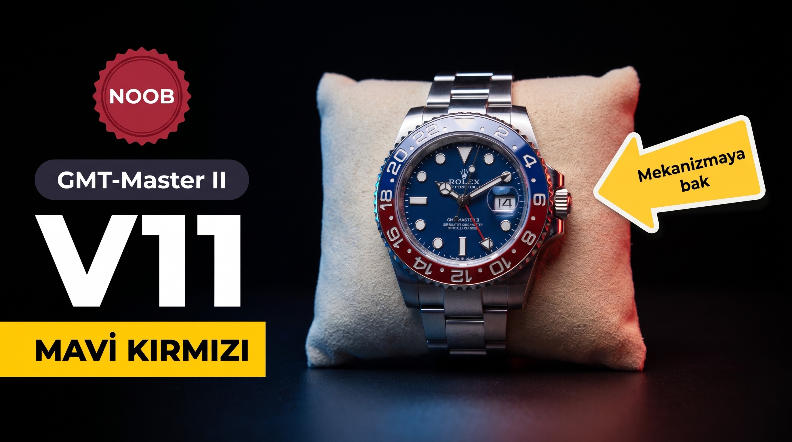Noob Factory V11 Replica Rolex GMT-Master II 126719 Mavi/Kırmızı Seramik Bezel ve Mavi Kadran