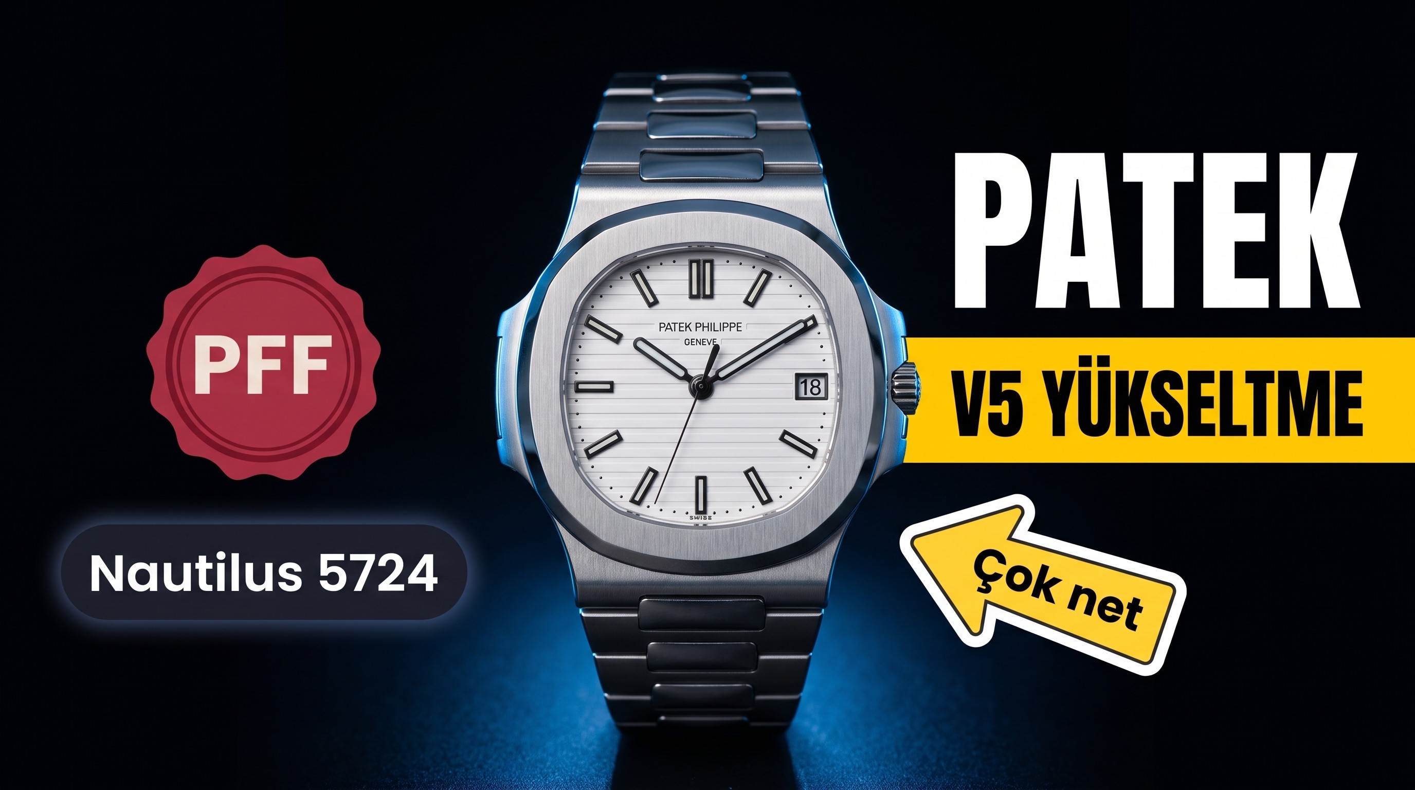 PFF Factory Patek Philippe Nautilus (spor serisi) 5724 (Patron) V5 yükseltilmiş ultra ince sürüm mikro rotorlu kol saati