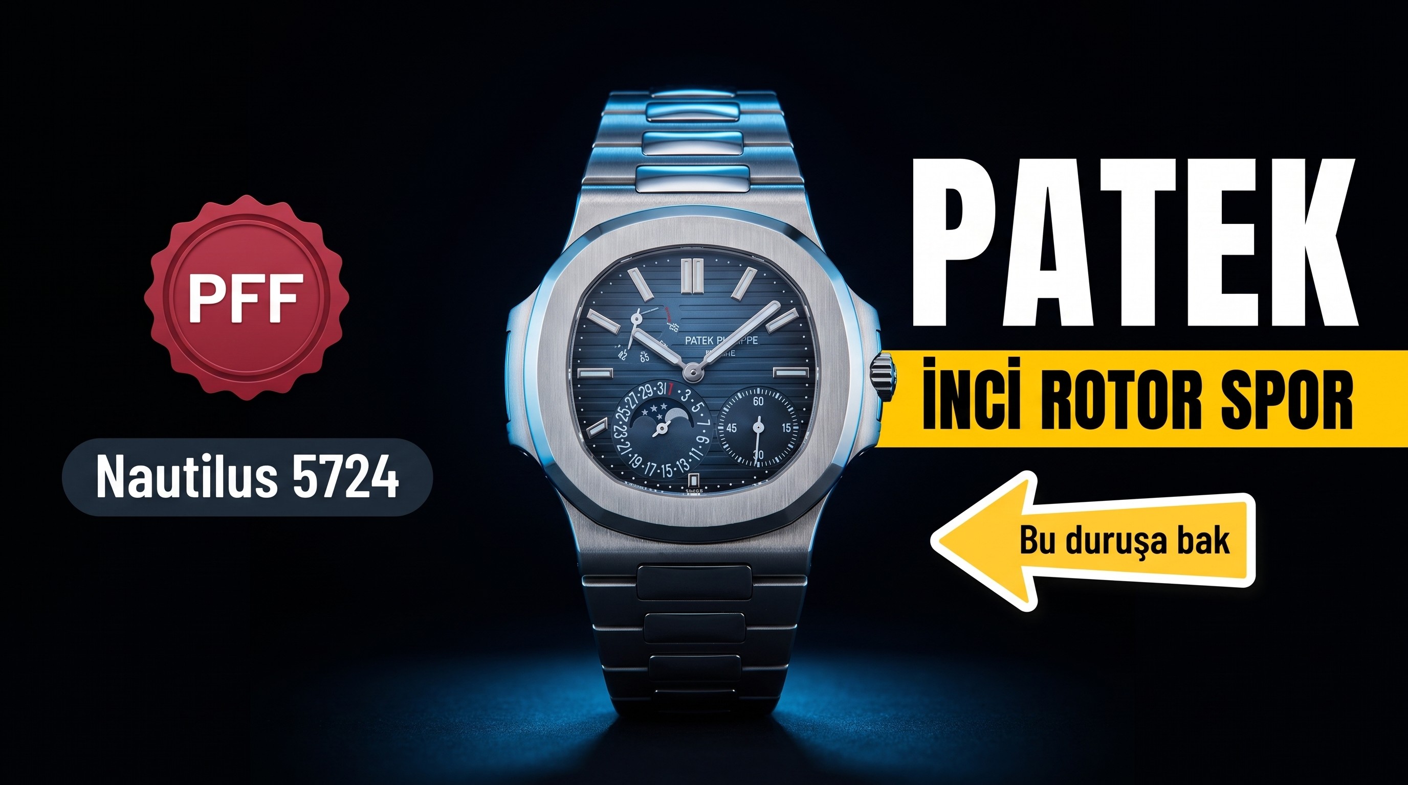 PFF Factory Patek Philippe spor serisi (Nautilus) 5724 (Patron) V5 yükseltilmiş ultra ince versiyon inci rotorlu kol saati