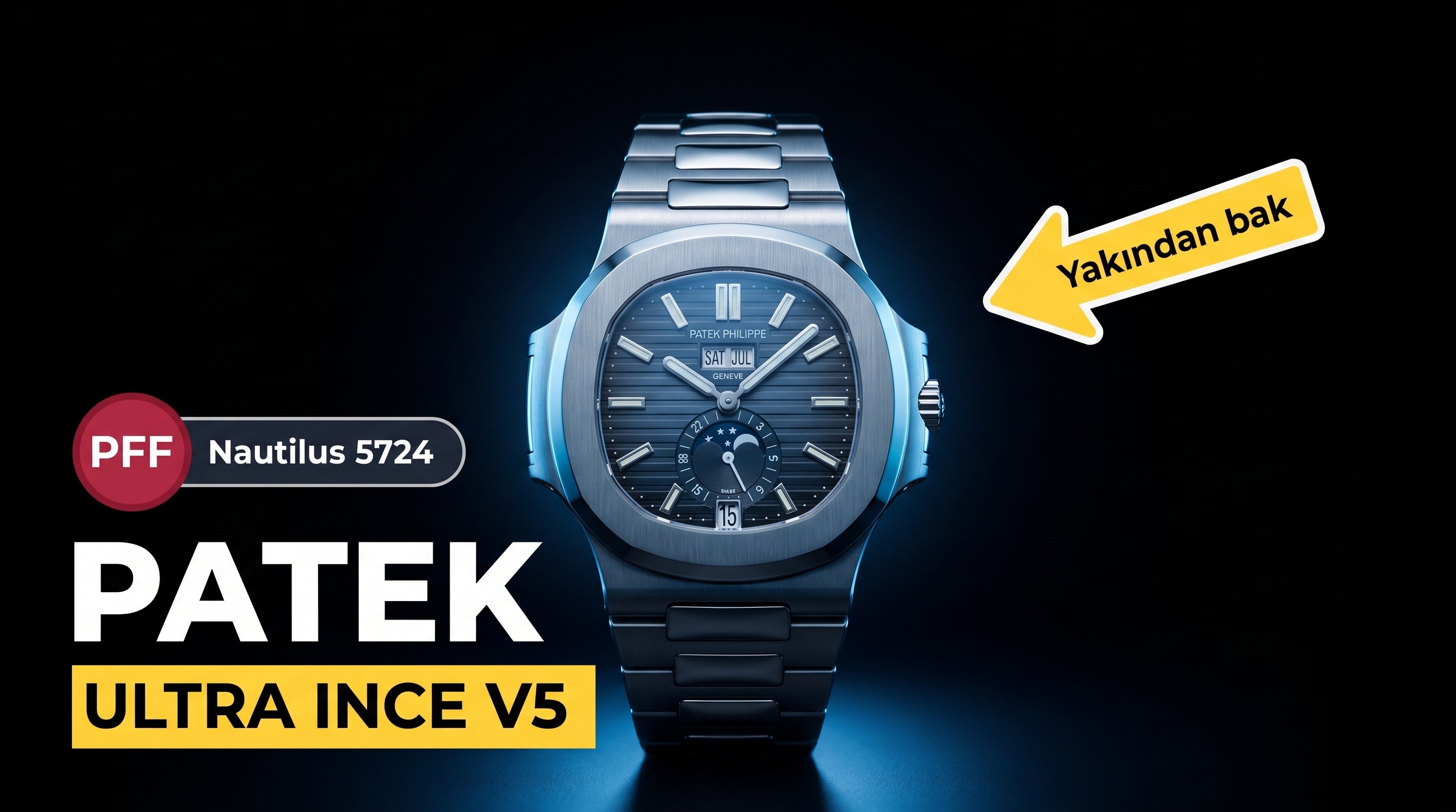 PFF Factory Patek Philippe Spor Serisi (Nautilus) 5724 V5 yükseltilmiş ultra ince versiyon mikro rotorlu kol saati