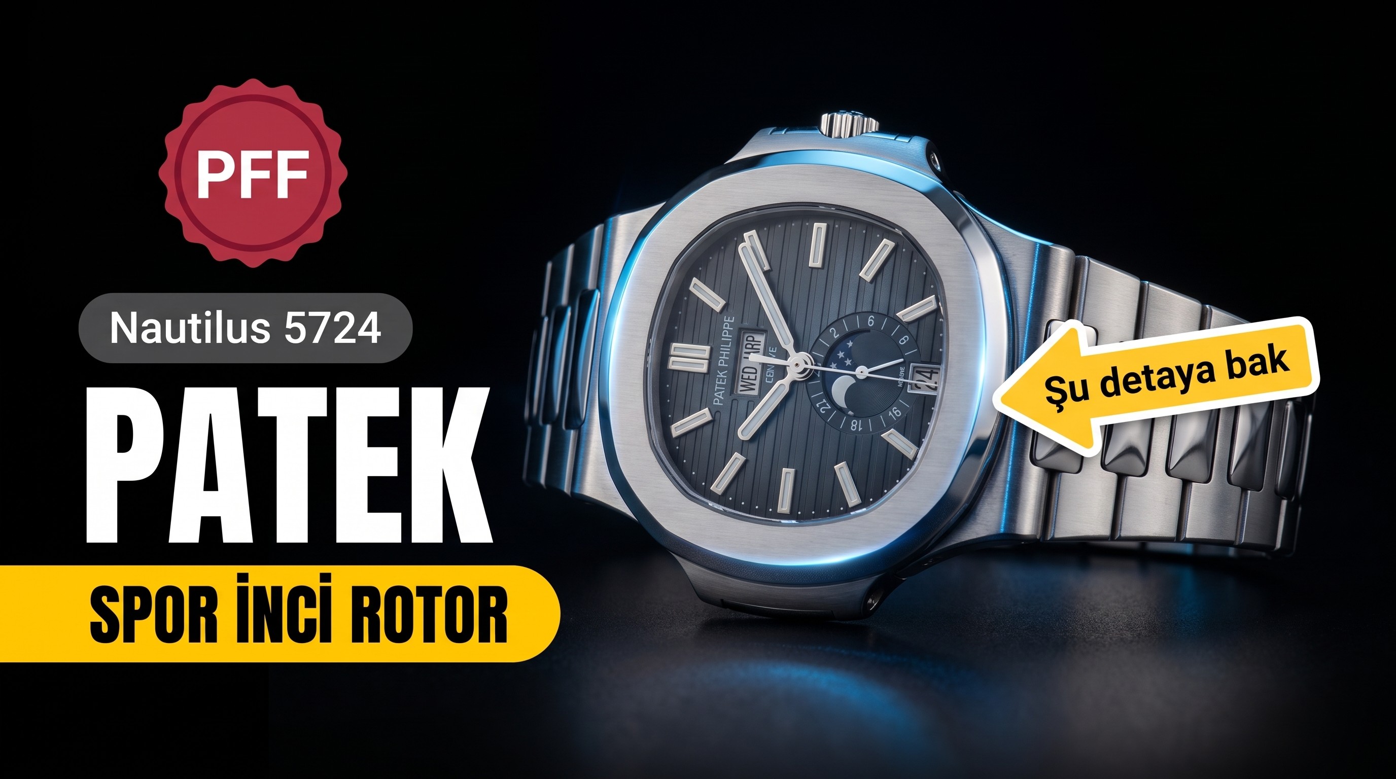 PFF Factory Patek Philippe Sport serisi (Nautilus) 5724 (Patron) V5 yükseltilmiş ultra ince inci rotorlu kol saati