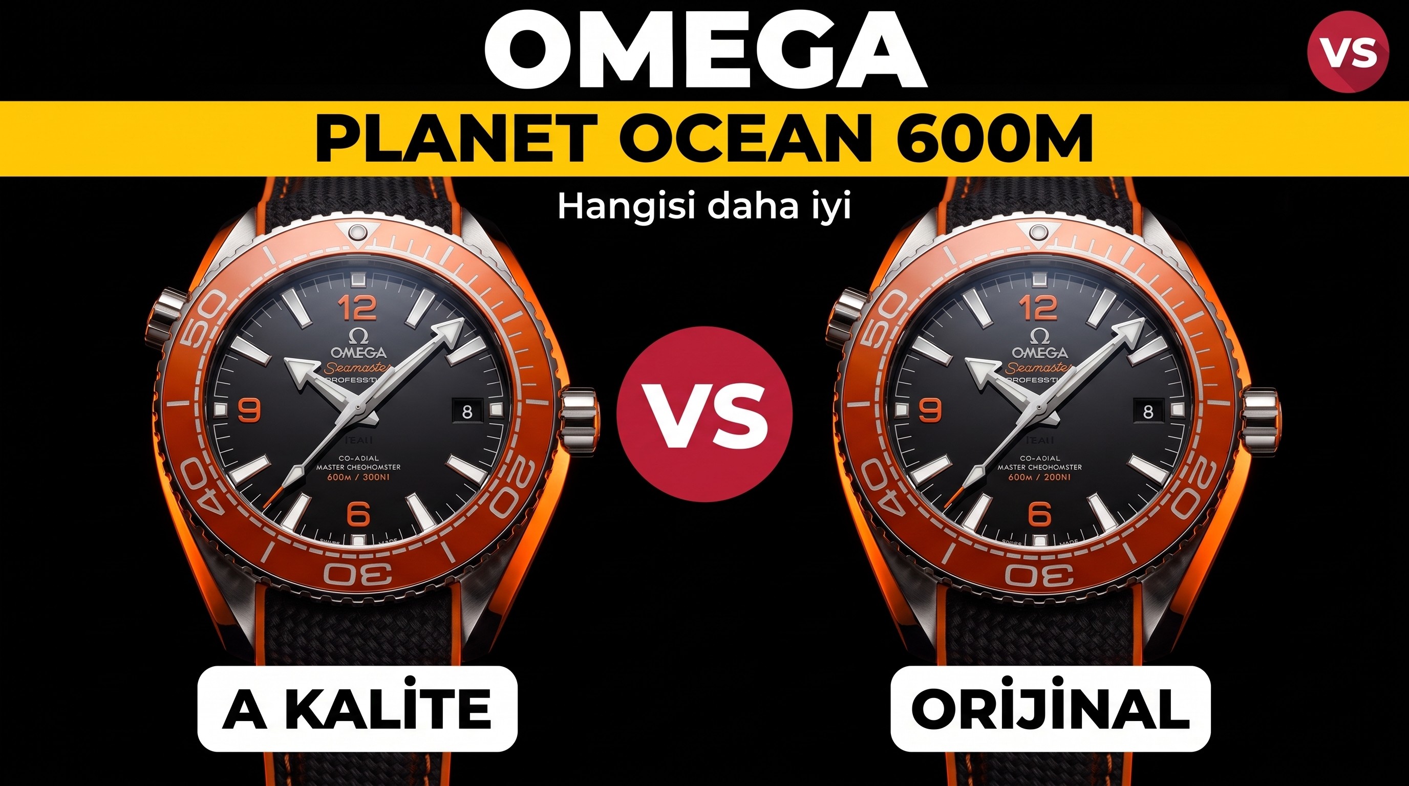 Planet Ocean 600M: VS Factory Omega Seamaster 600M çeyrek turuncu ve orijinal karşılaştırmalı inceleme